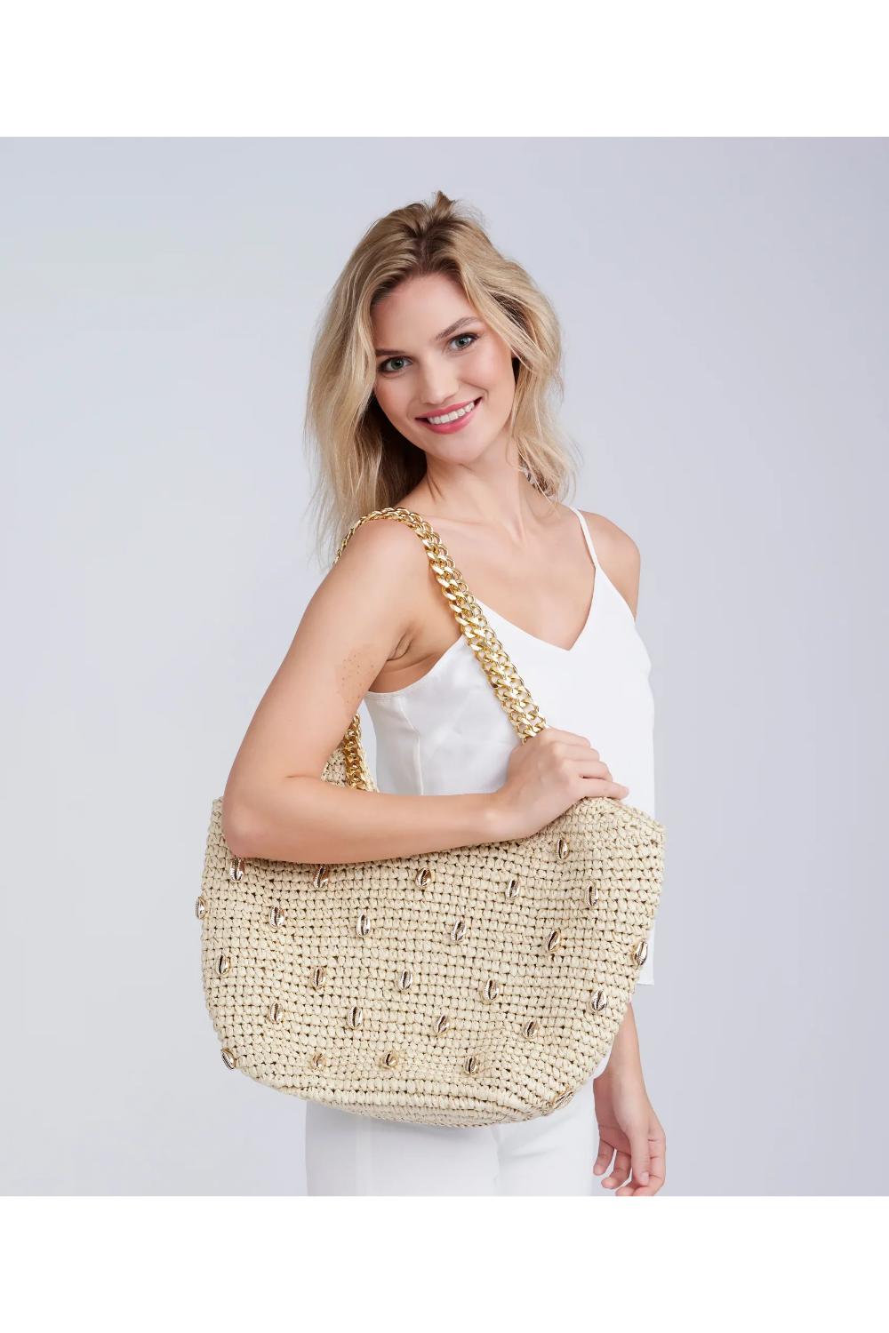 Beige Pia Rossini Beige Koa - Straw Tote Bag, Image 2 of 3