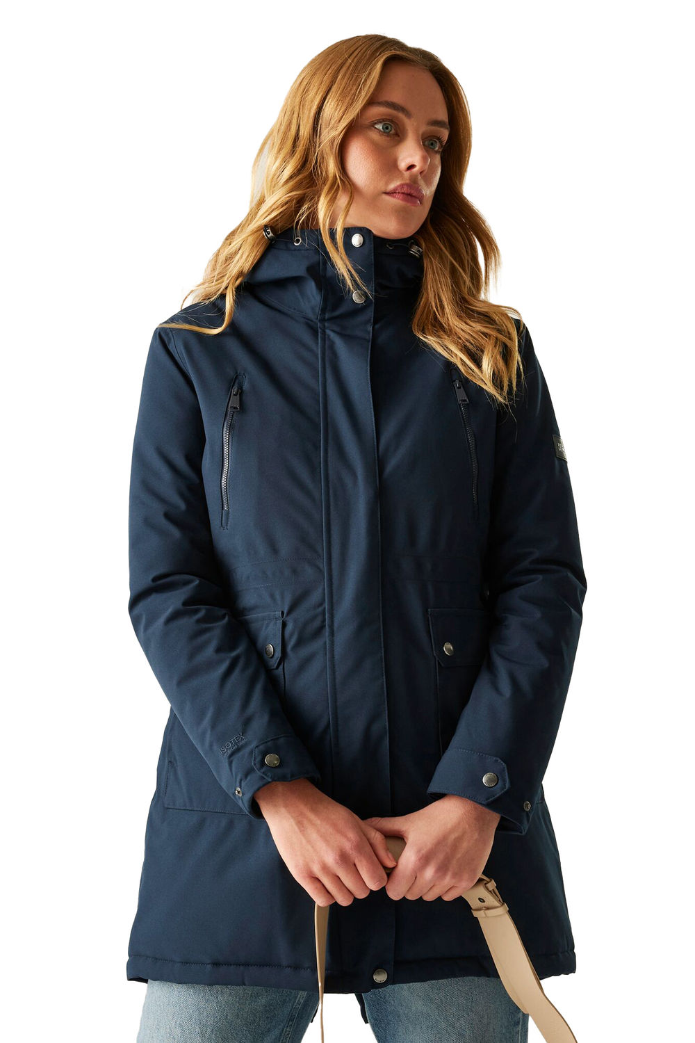 Navy Blue Valenta Waterproof Jacket, Image 4 of 5