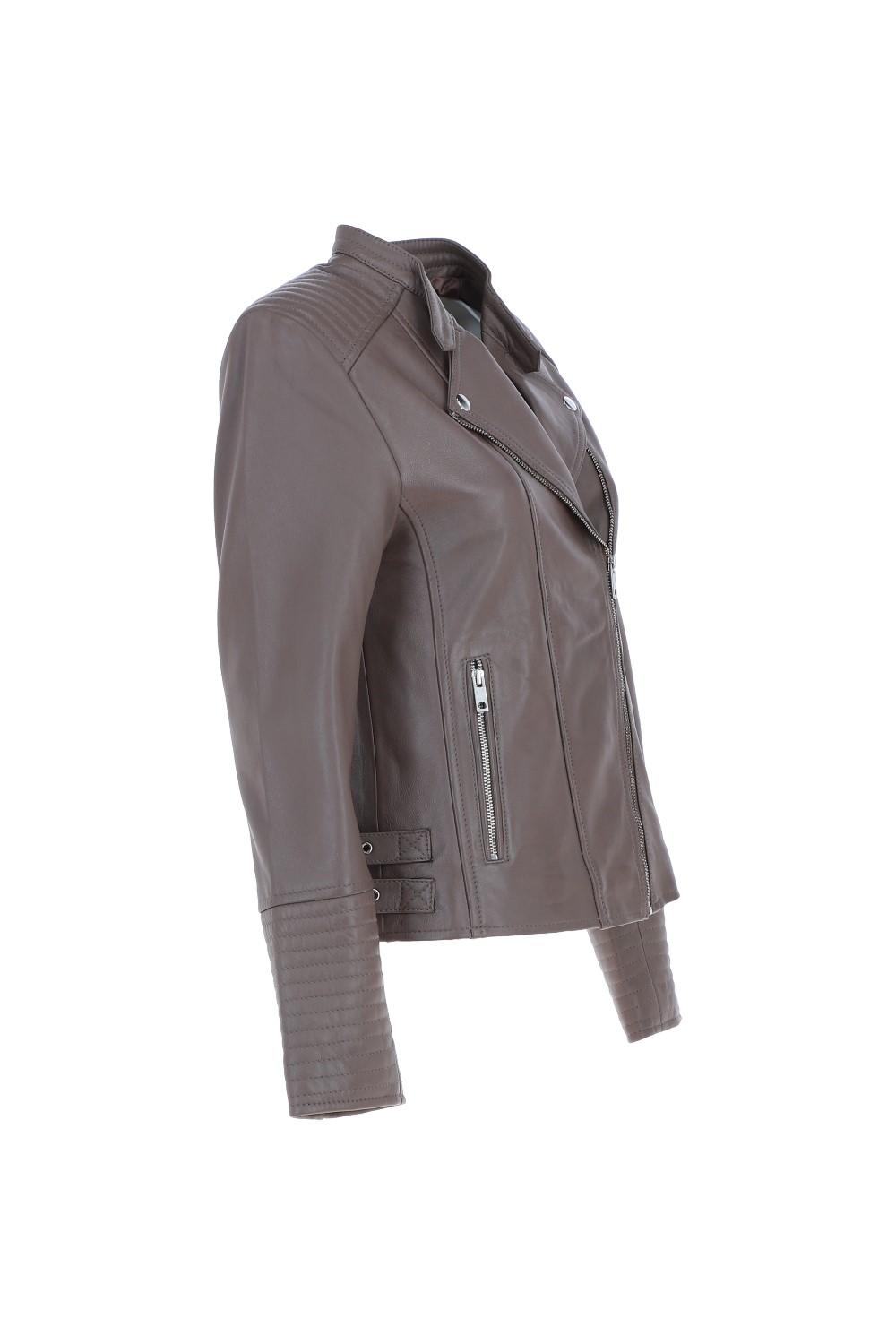 Taupe Ashwood Leather Taupe 'Casey' Real Leather Biker Jacket, Image 5 of 5
