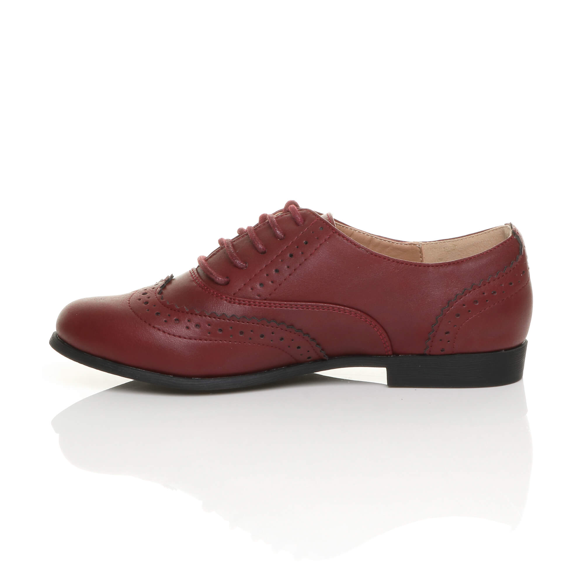 Burgundy AJVANI Burgundy Flat Lace Up Oxfords Brogues, Image 3 of 6