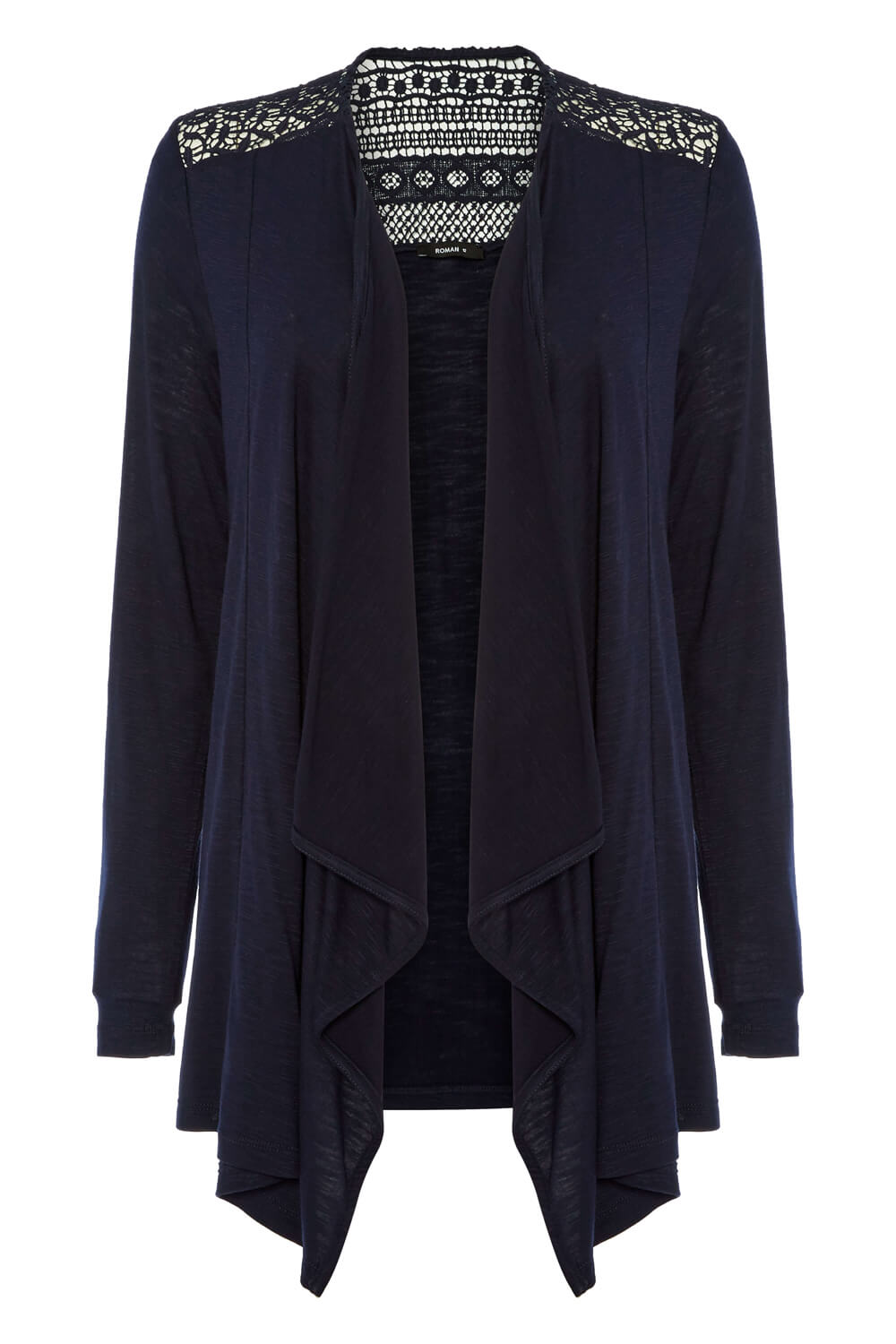 Navy Lace Yoke Cardigan, Image 5 of 4