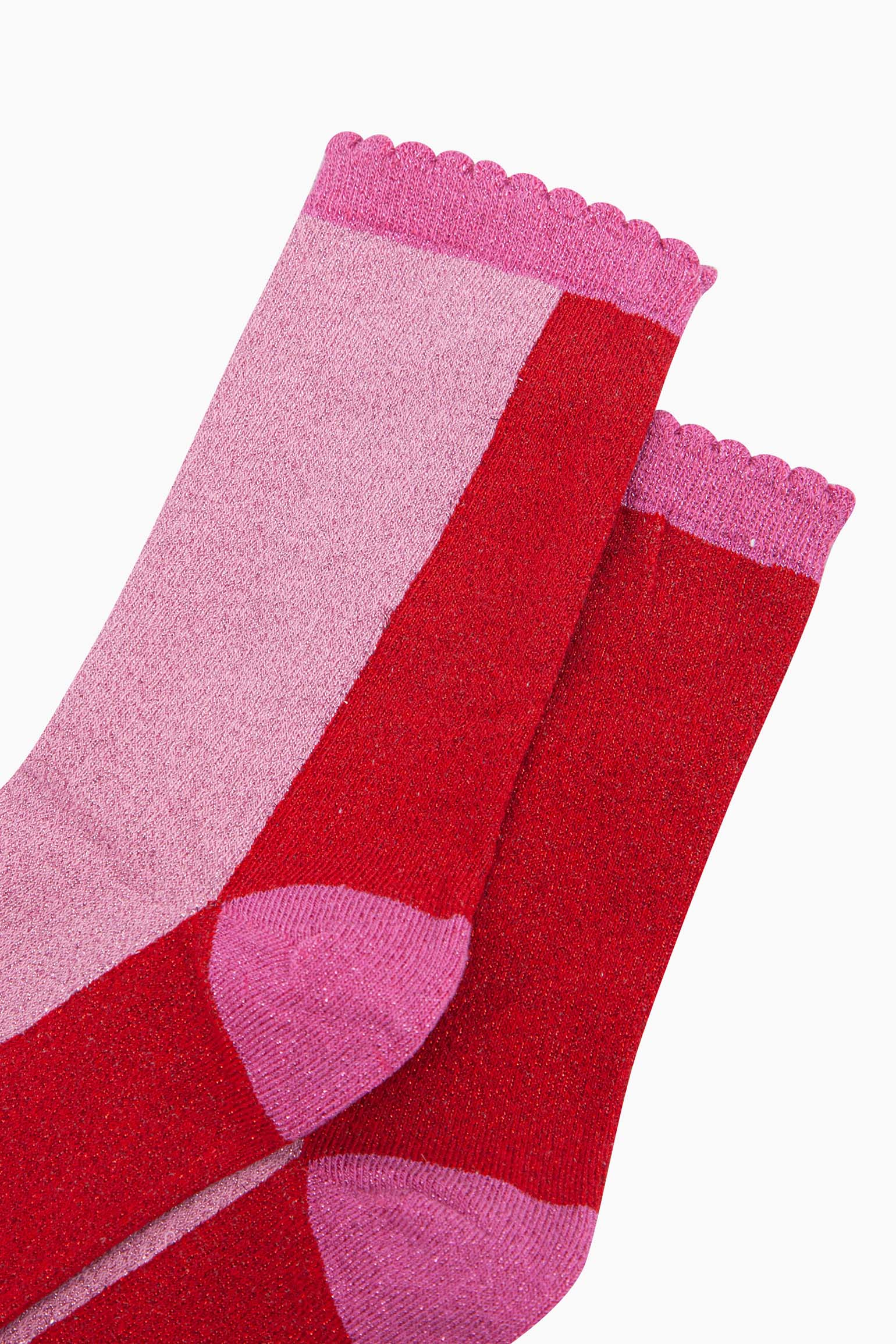 Red Colour Block Glitter Ankle Socks, Image 3 of 4