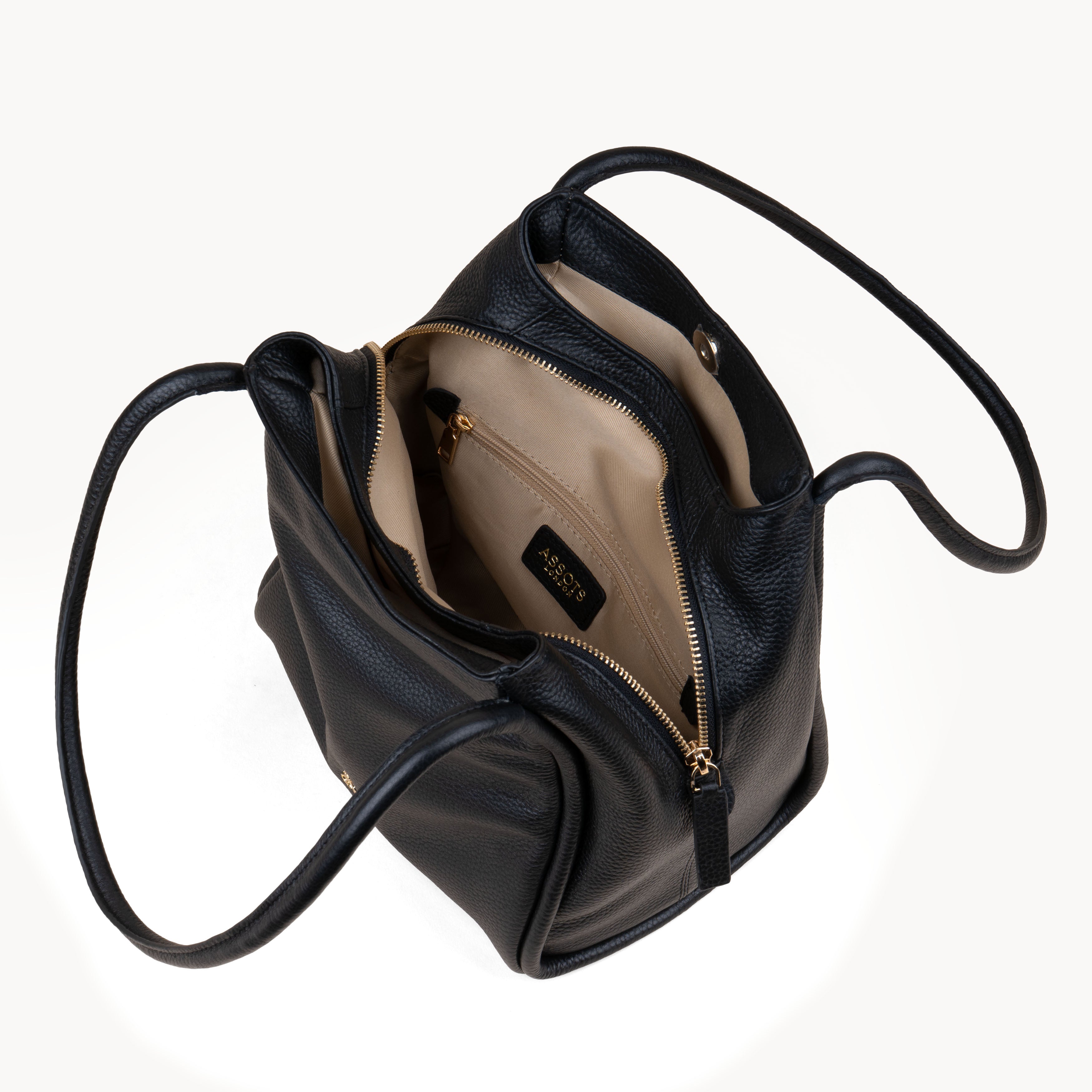 Black 'DEBBIE' Pebble Grain Real Leather Shoulder Bag, Image 4 of 5