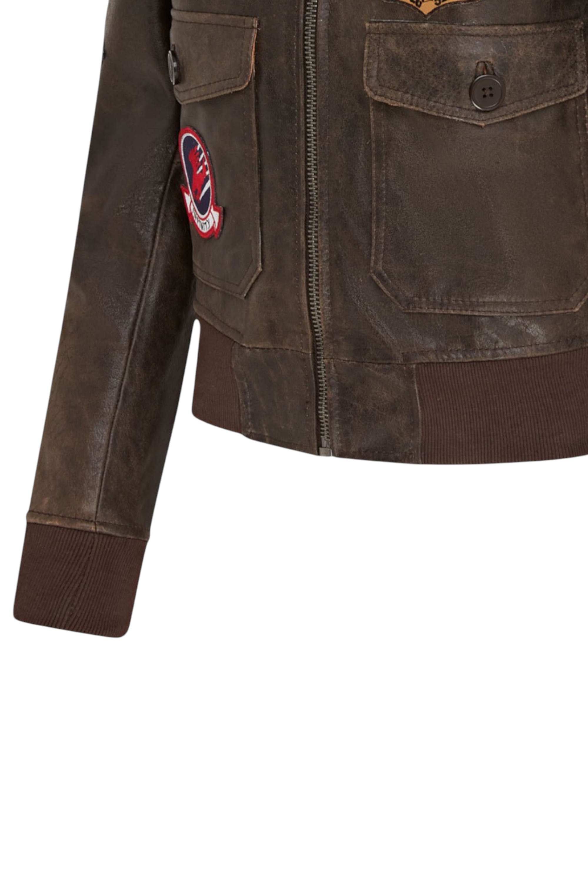 Brown Infinity Leather Brown A2 Top Gun Leather Bomber Jacket-Springs, Image 7 of 8