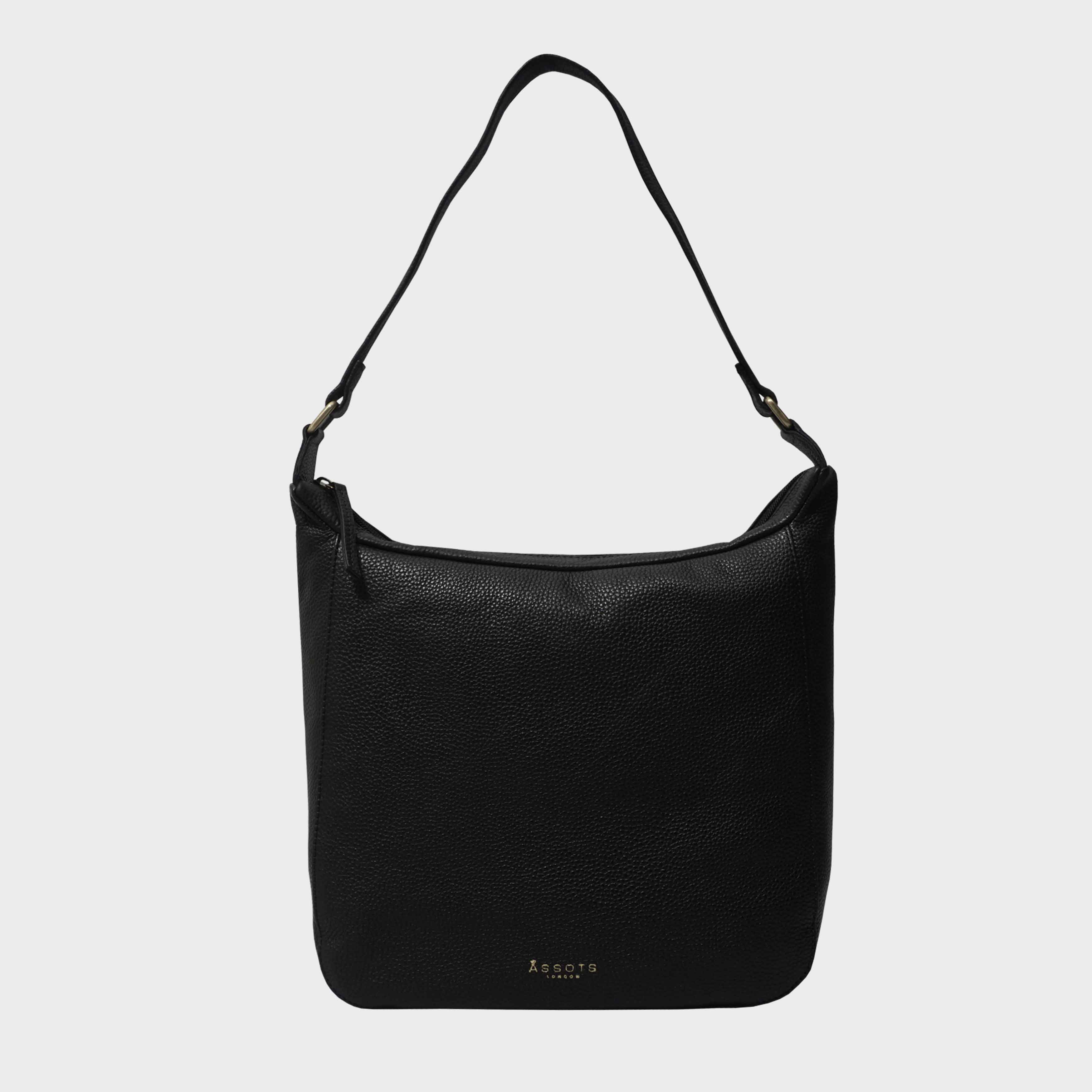 Black 'BIANCA' Pebble Grain Leather Slouchy Hobo Bag, Image 1 of 4