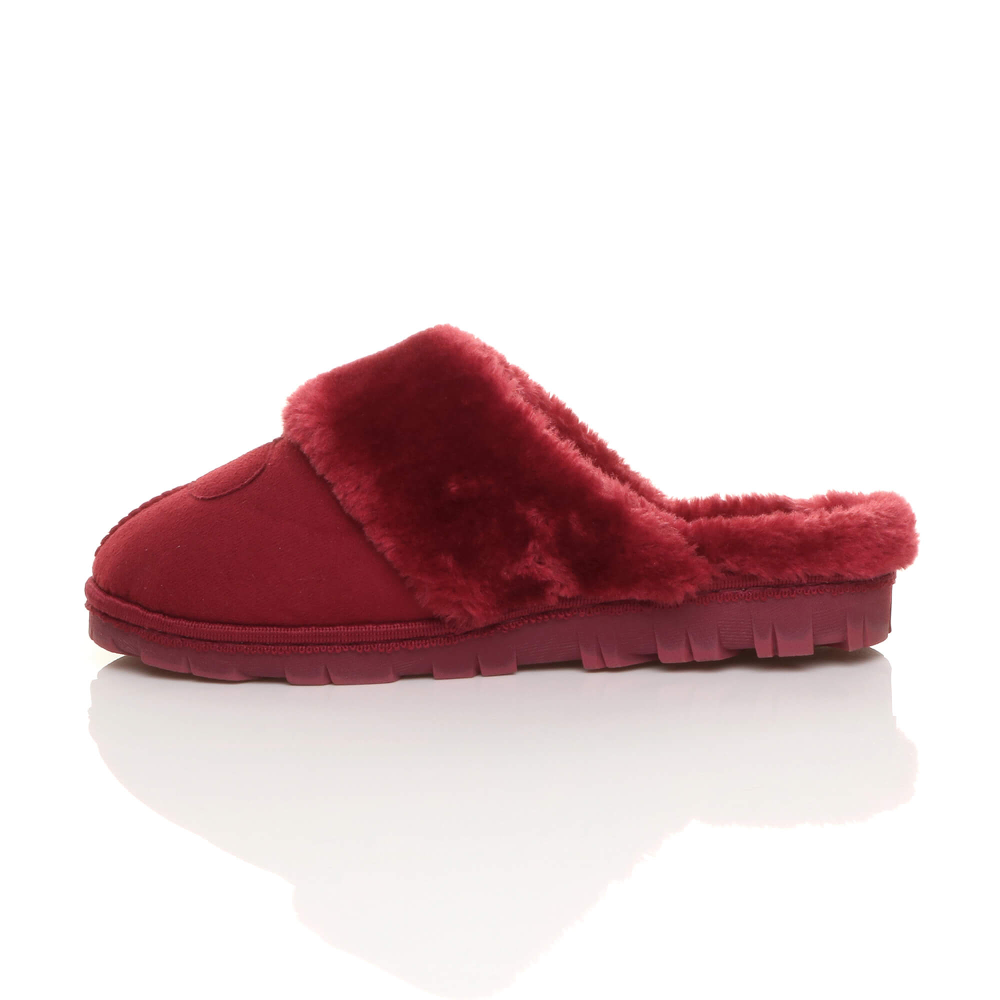 Bordeaux Faux Fur Lined Slip On Memory Foam Mules Slippers, Image 2 of 5