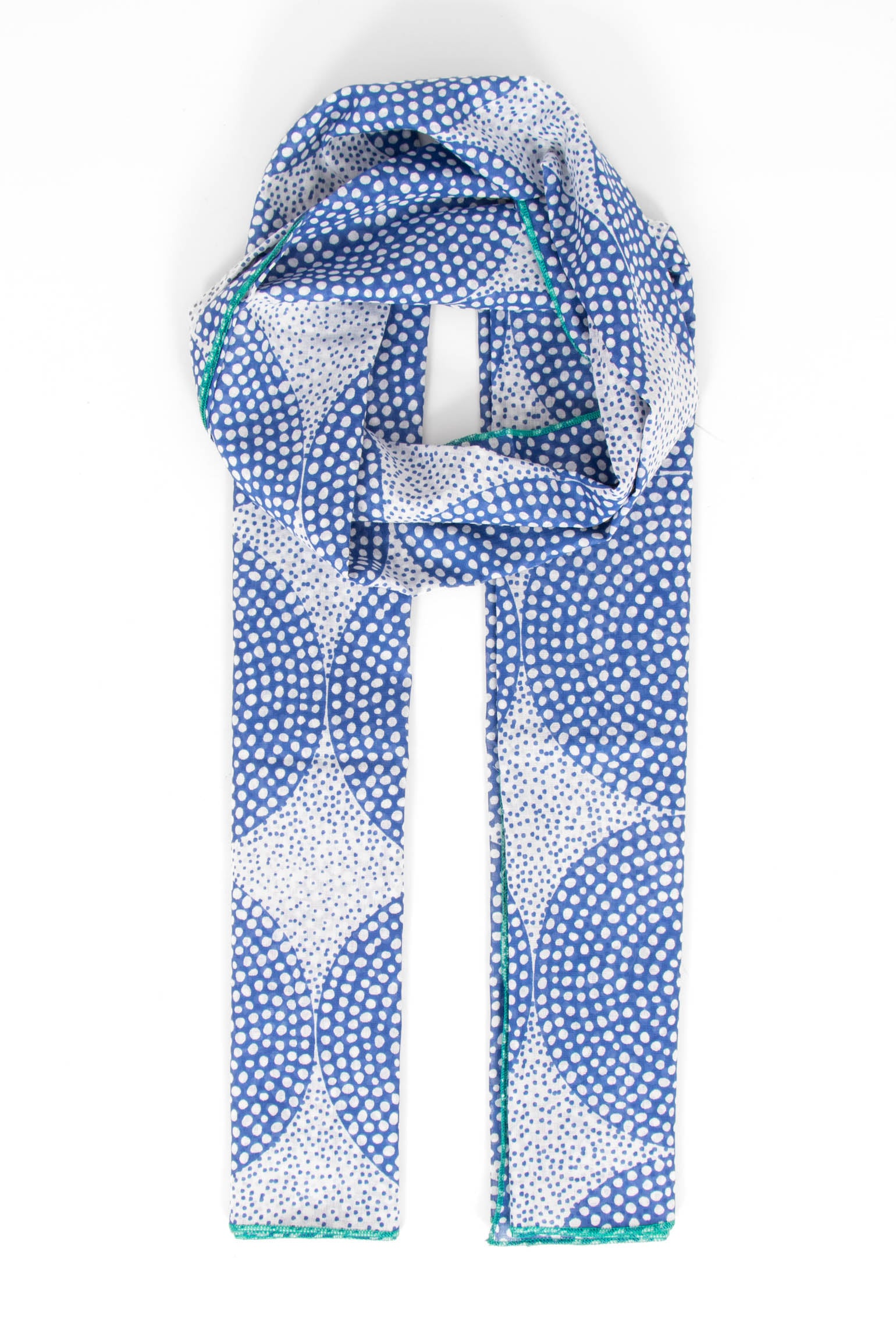 Blue Circles Spotted Cotton Lightweight Scarf, Image 1 of 4