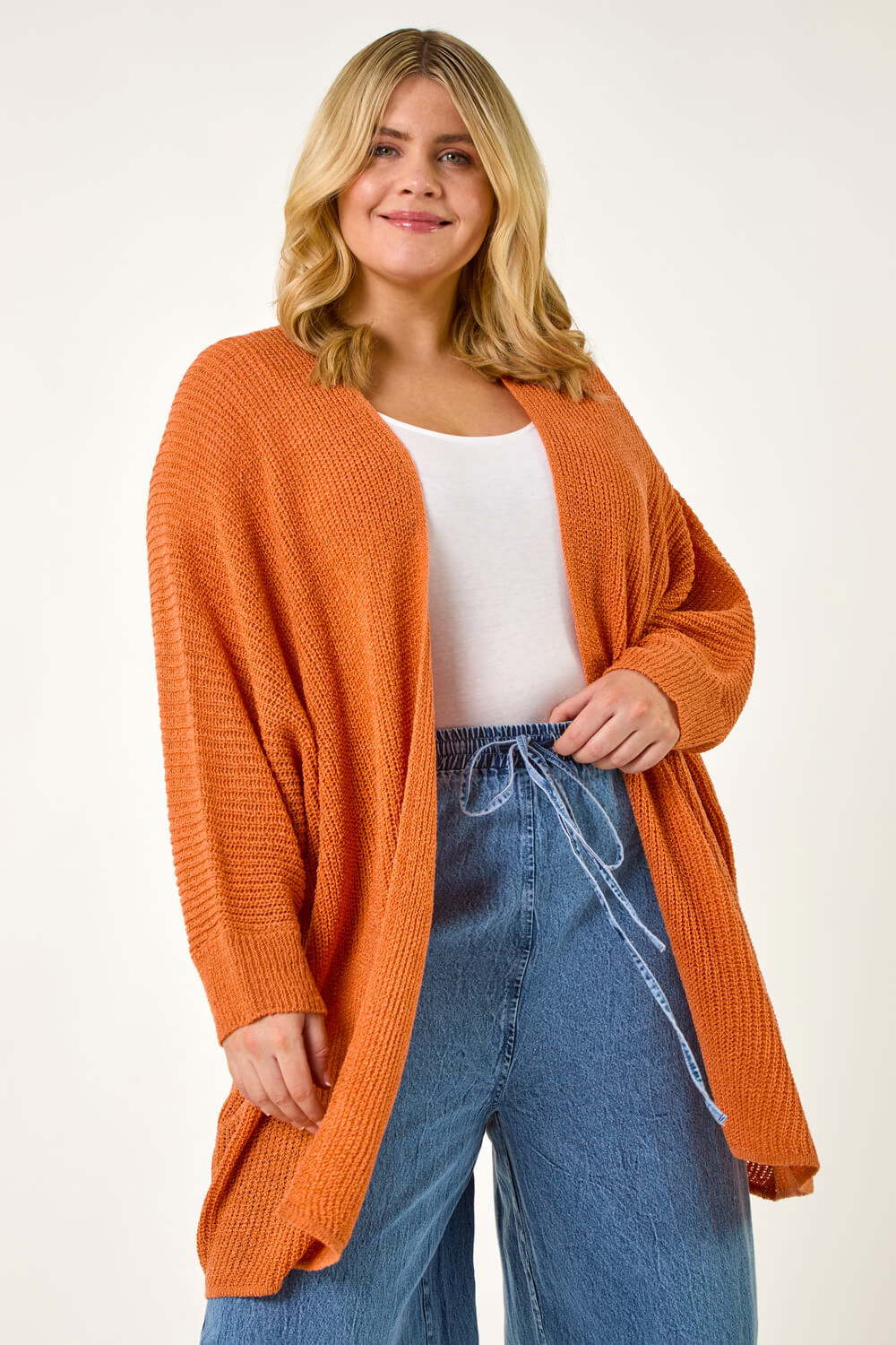 Orange Curve Light Weight Knit Cardigan | Roman UK