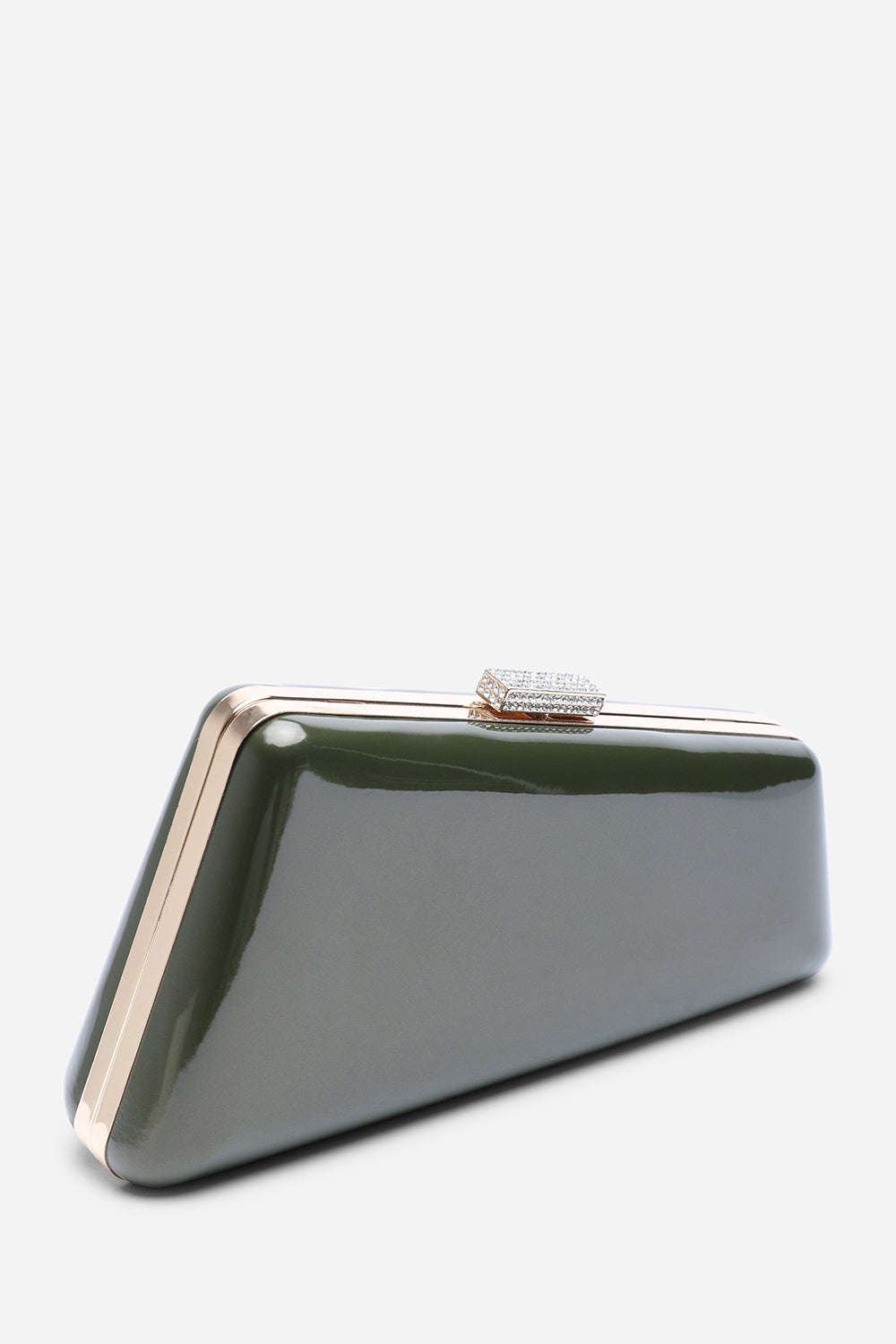 Green Lark Asymmetric Metallic Clutch Bag, Image 1 of 7