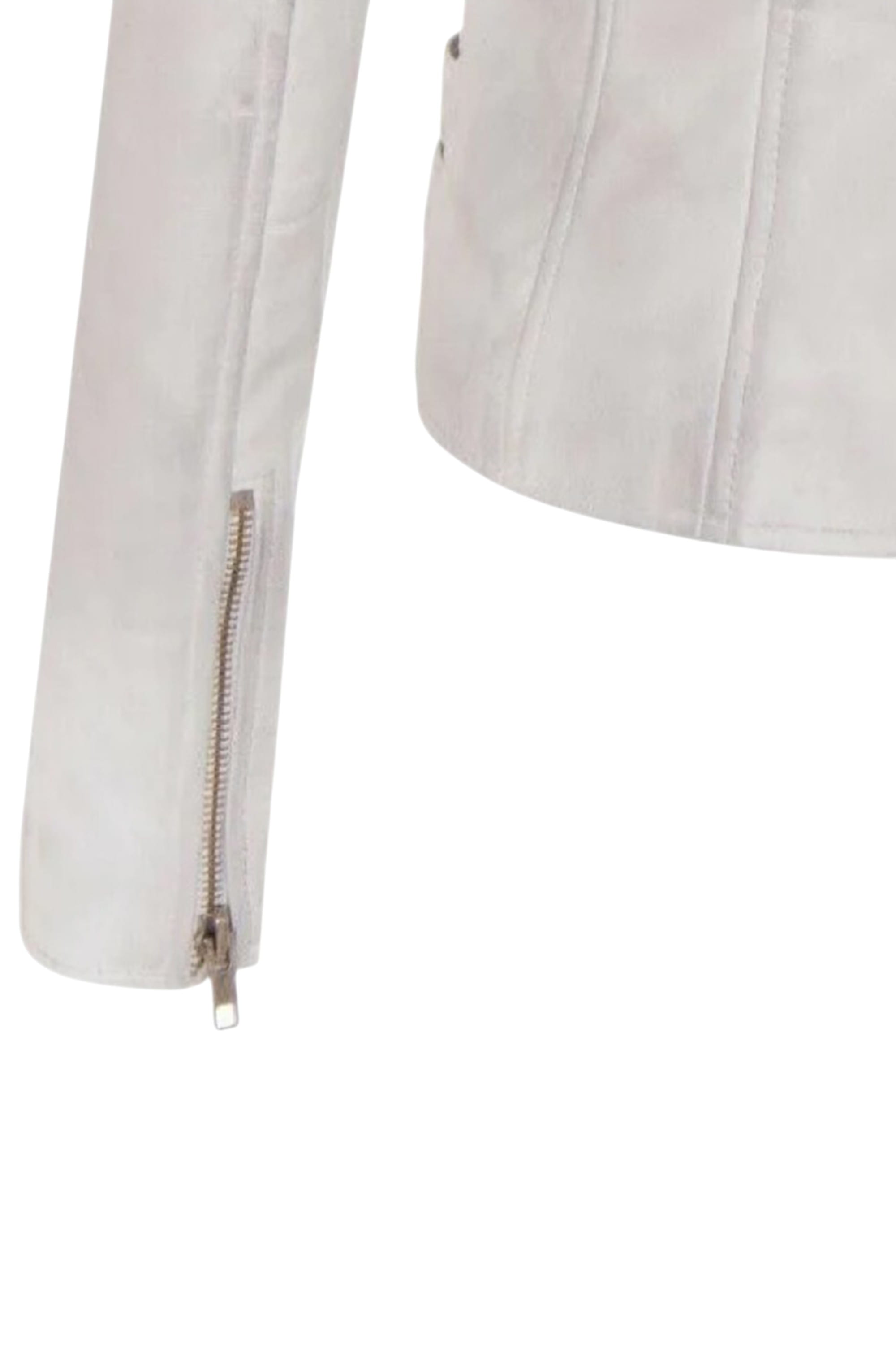 White Leather Brando Biker Jacket-Loddon, Image 6 of 6