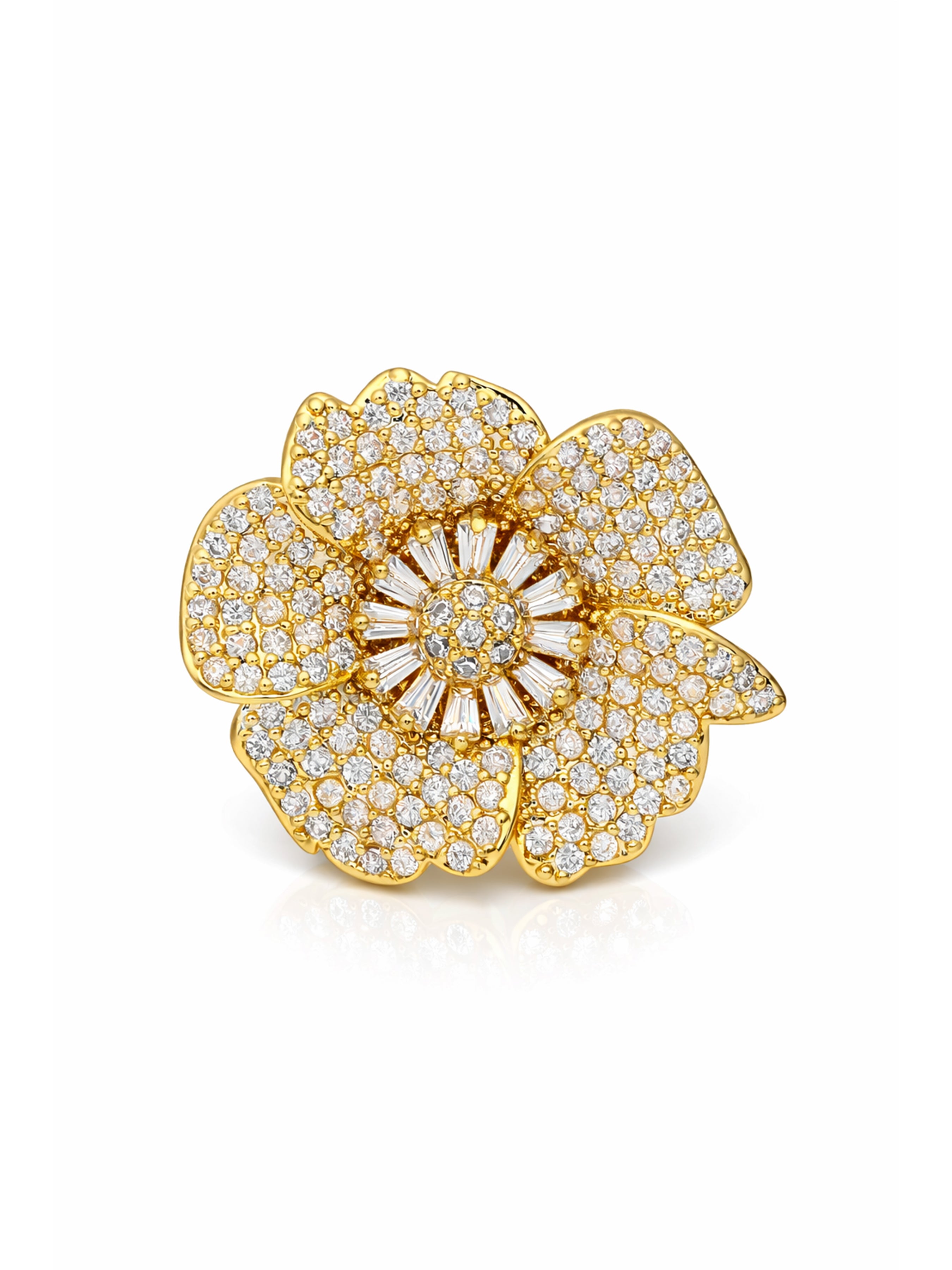Gold AVANT-GARDE PARIS Gold Pavé Floral Statement Ring, Image 2 of 5