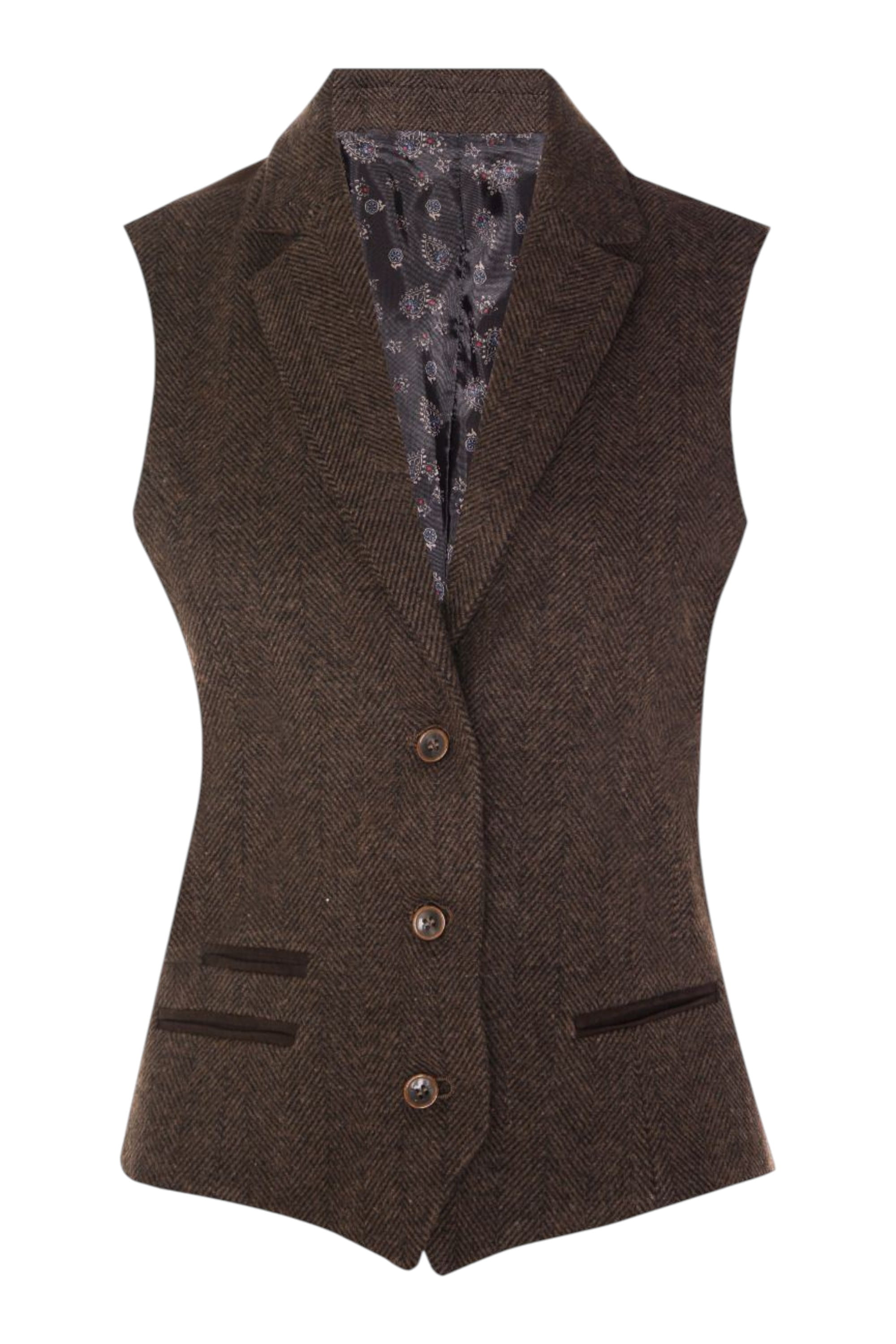 Brown Infinity Leather Brown Tweed 1920s Herringbone Brown Waistcoat, Image 1 of 5
