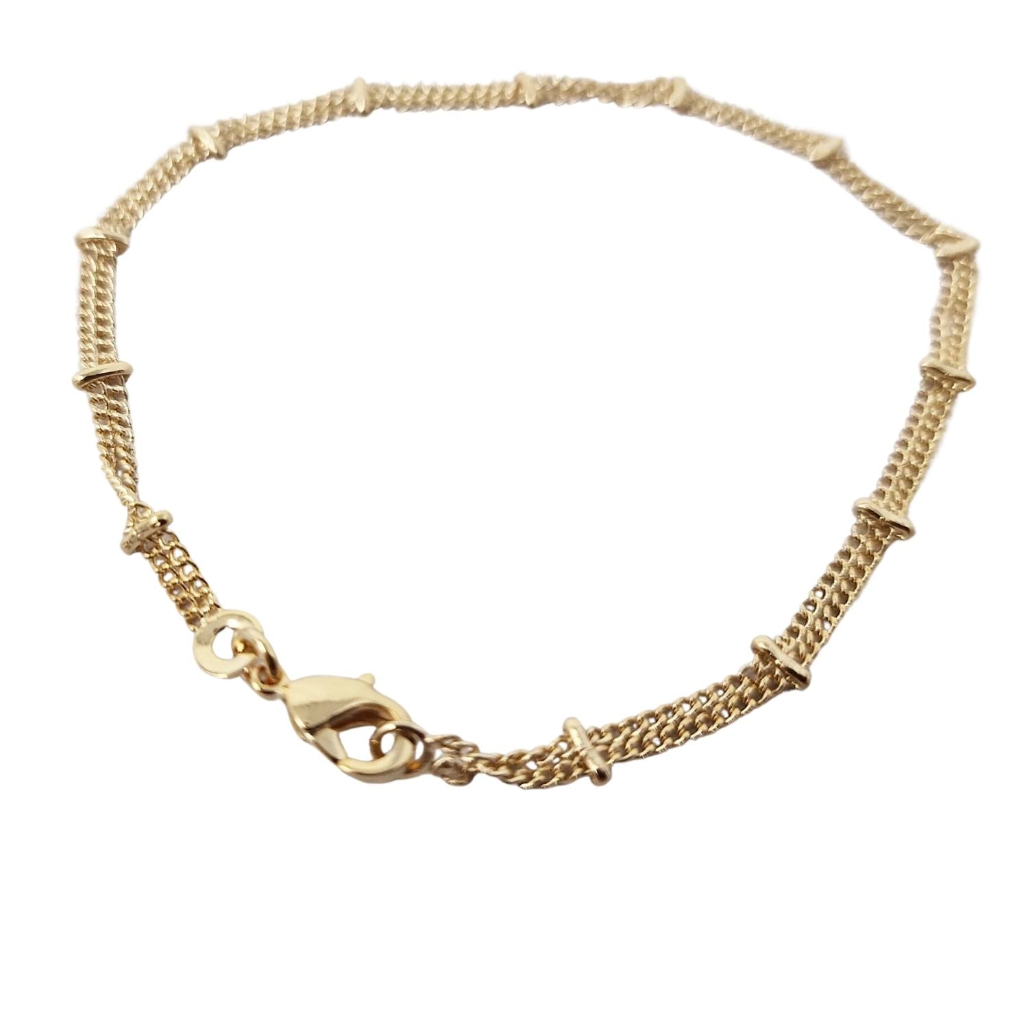 Metallic 18Ct Gold Plated Bar Curb Chain Bracelet