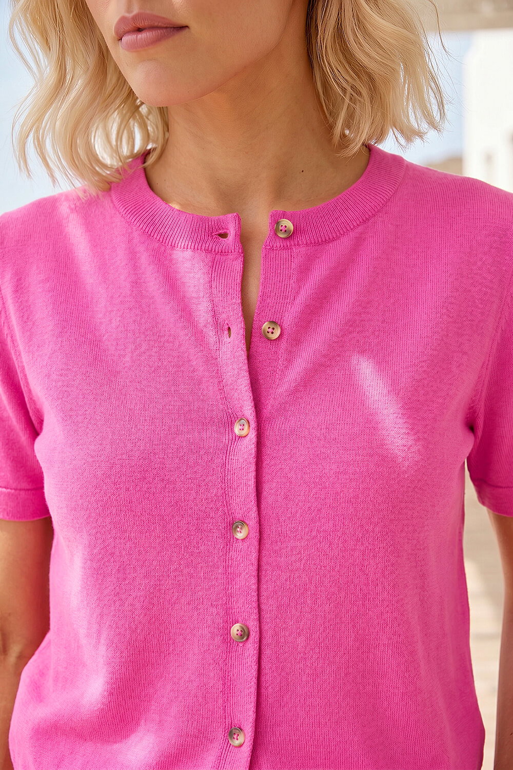 PINK Petite Buttoned Up Cardigan, Image 5 of 4