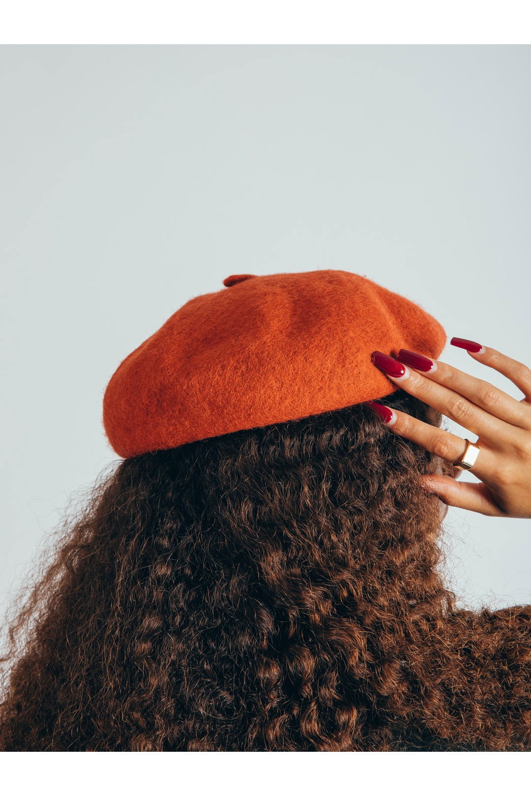 Orange Plain Felt Beret, Image 4 of 8