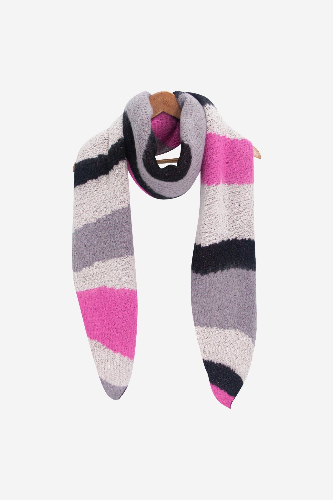 Pink Wave Stripe Winter Scarf, Image 2 of 4