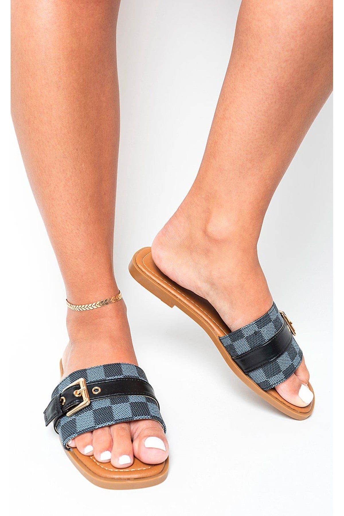 Black 3694 Black Ariah Open Toe Flat Sandals, Image 1 of 8