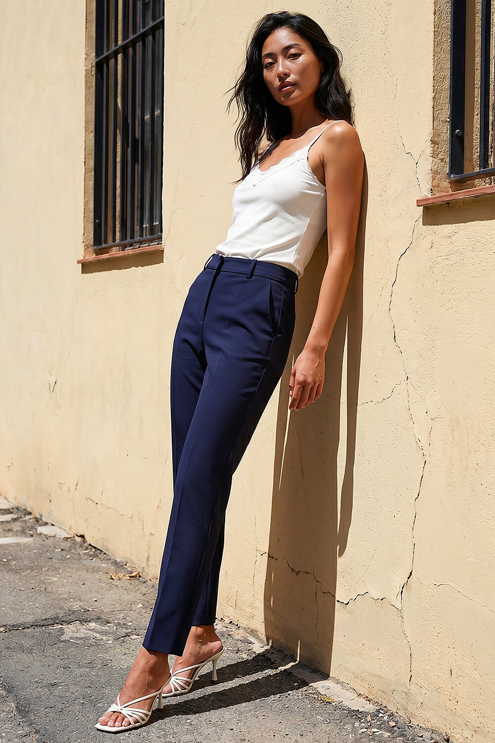 Navy Short Slim Leg Trouser, Image 1 of 4