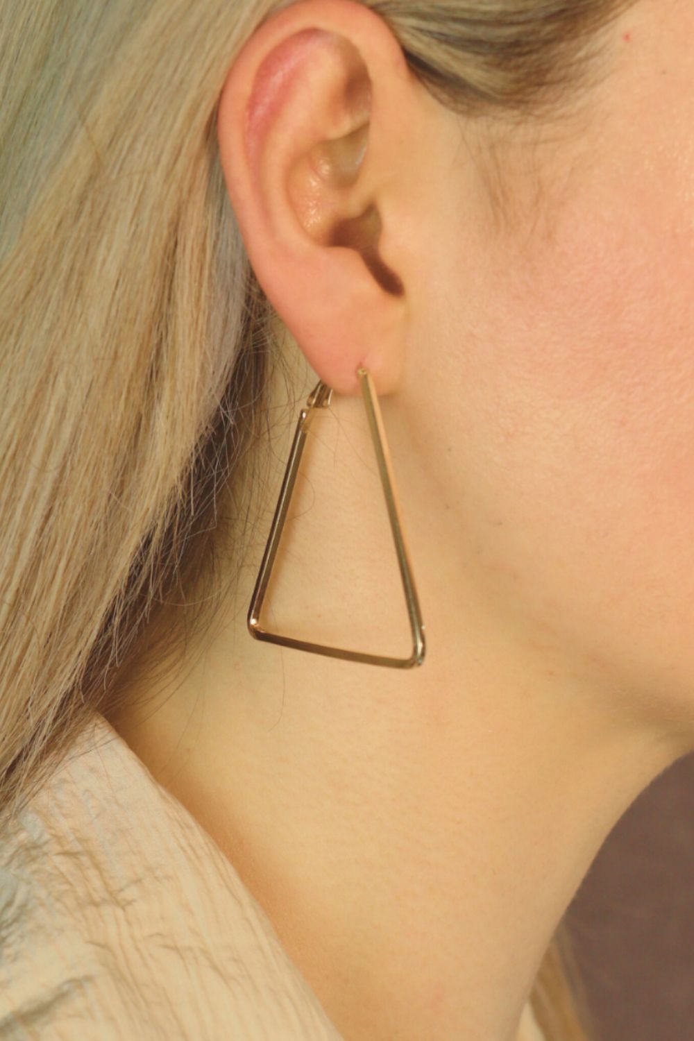 Gold Large Triangle Summer Hoop Earrings, Image 1 of 2