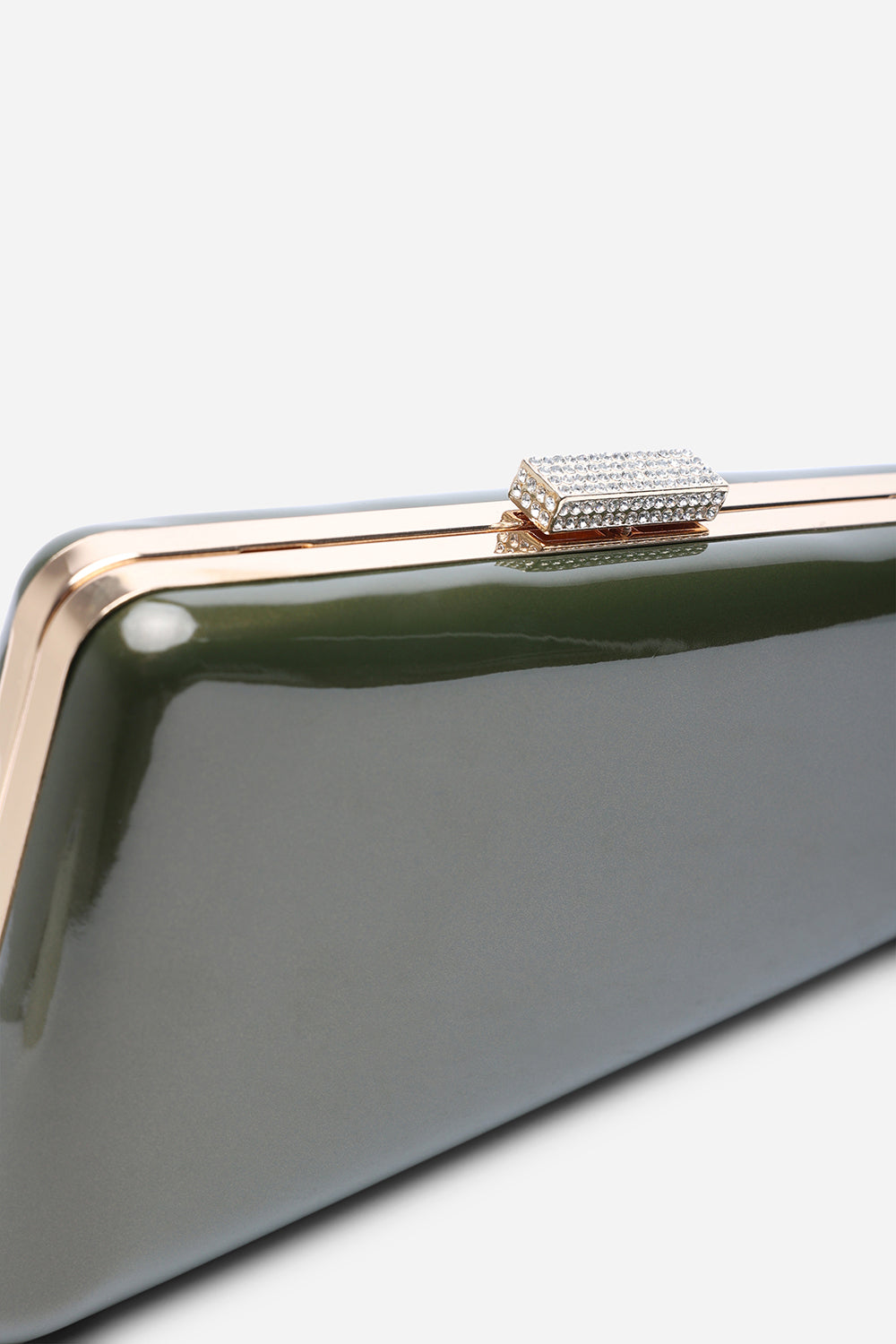Green Lark Asymmetric Metallic Clutch Bag, Image 4 of 7