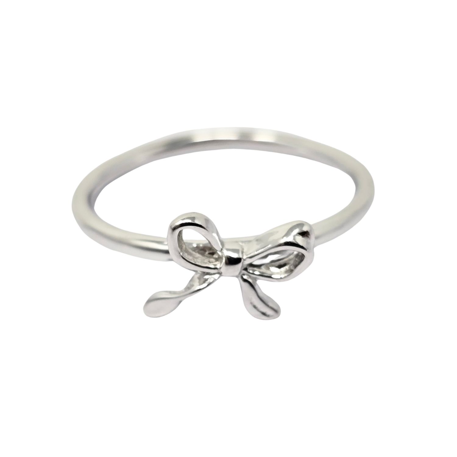 Metallic Bow Tie Bowknot Thin Sterling Silver Stacking Ring