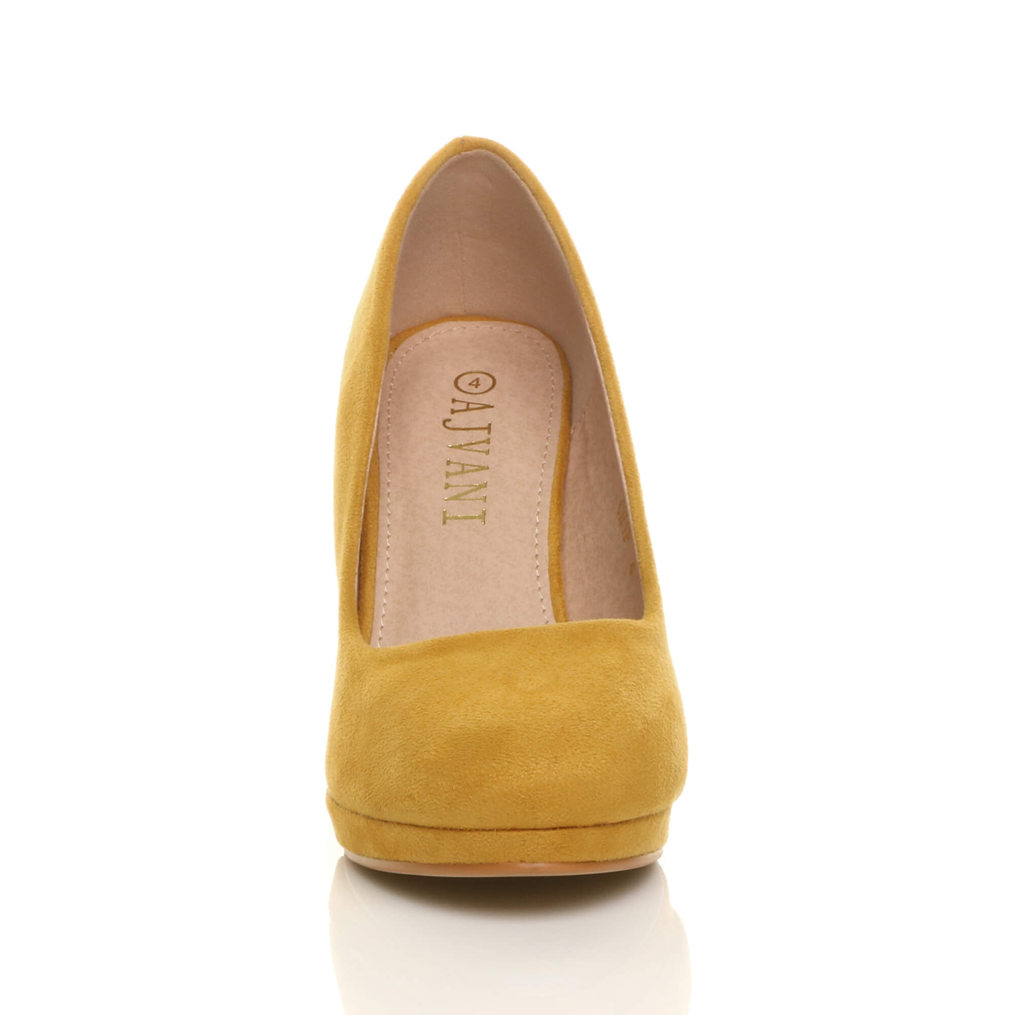 Yellow AJVANI Yellow Mid High Heel Court Shoes, Image 6 of 6