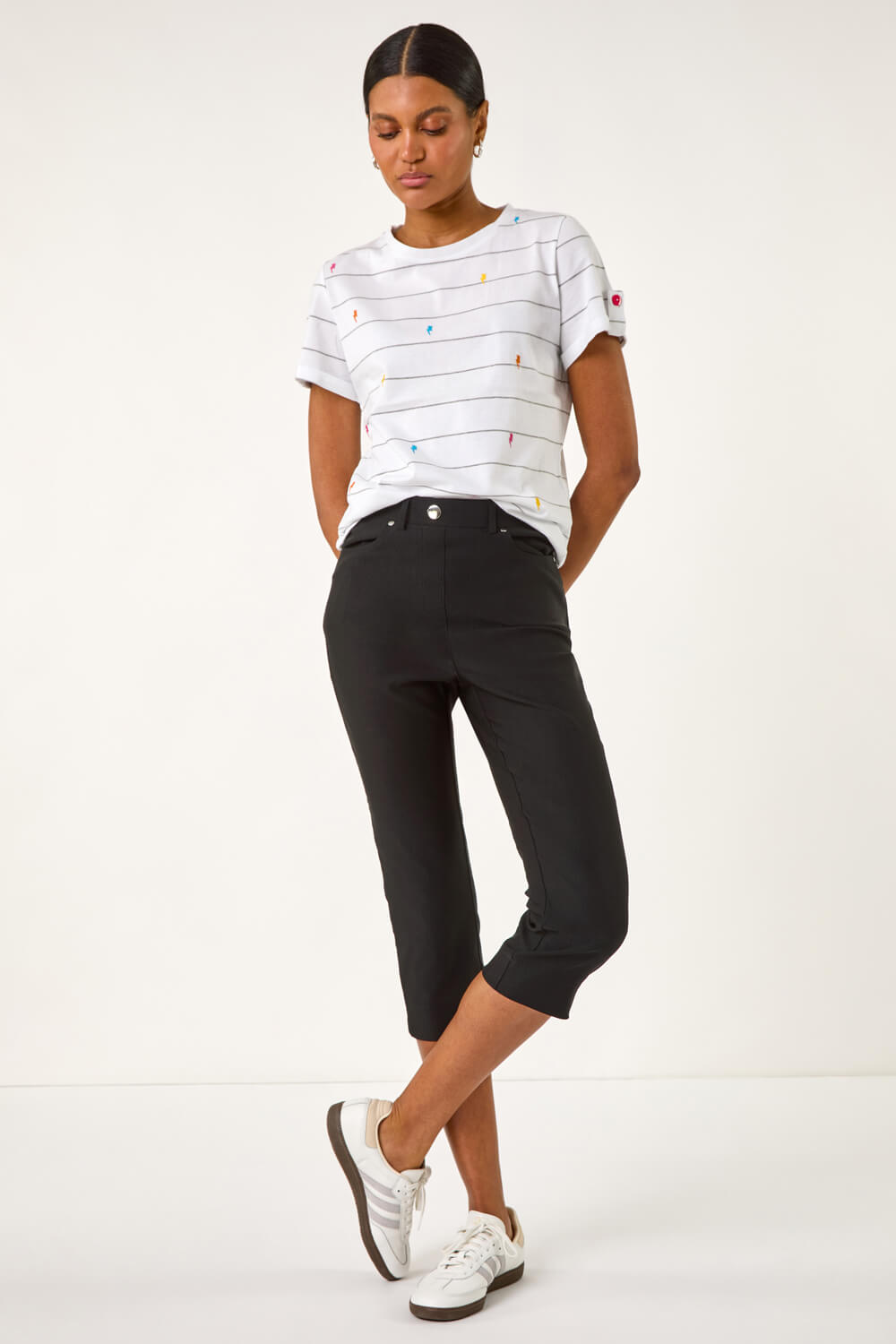Black Lift Sculpt Shape Cropped Stretch Trouser, Image 3 of 5