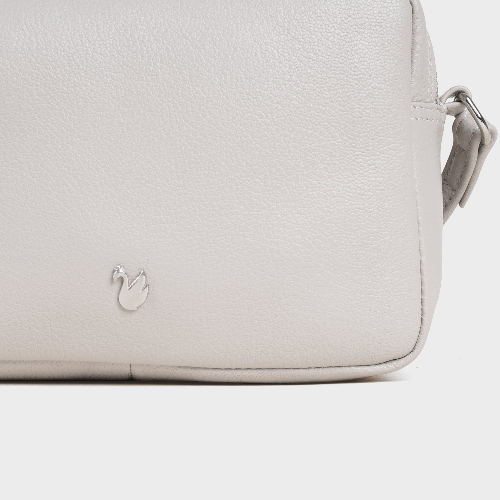 Light Grey Assots London Light Grey 'AVON' Soft Nappa Full Grain Real Leather Crossbody Bag, Image 3 of 5