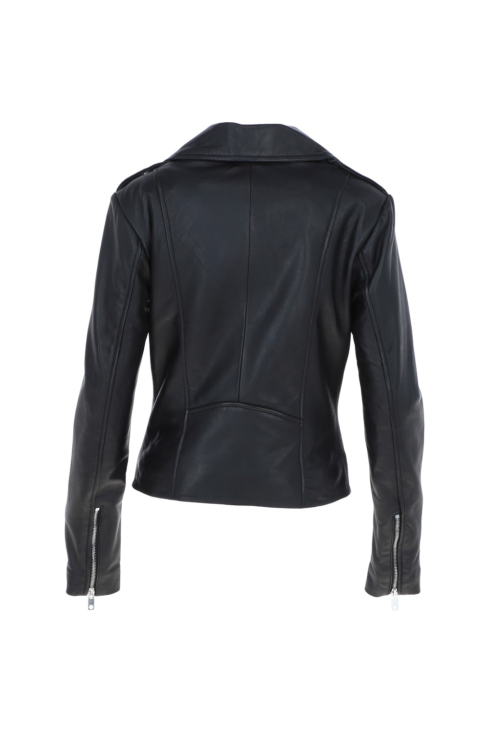 Black 'Fia' Real Leather Biker Jacket Women Coat, Image 4 of 5