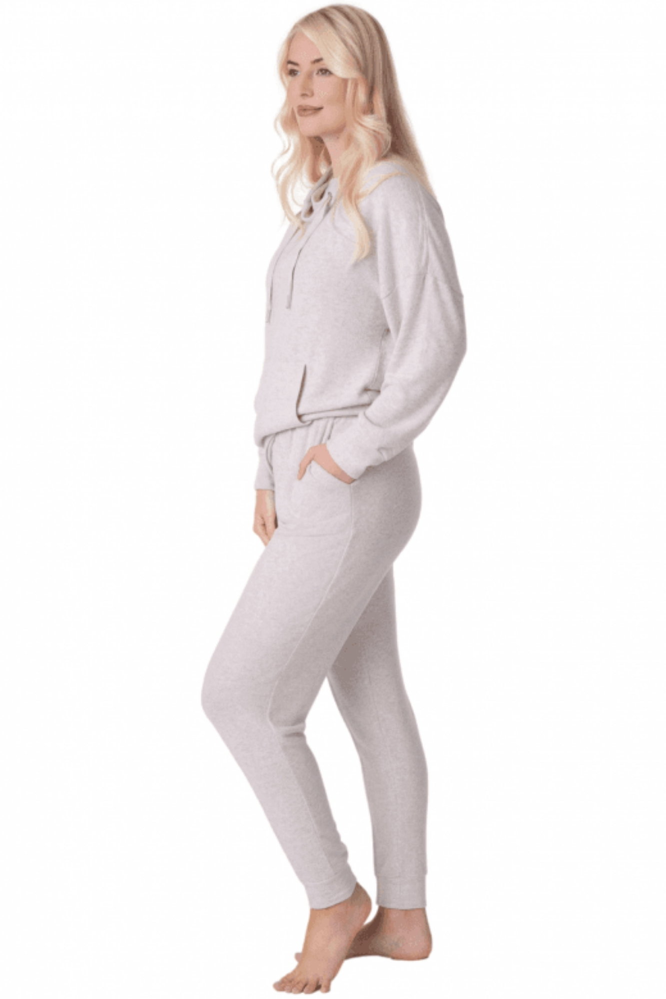 Beige Camille Lingerie Beige Comfy Fit Marl Hacci Pyjama set, Image 4 of 5