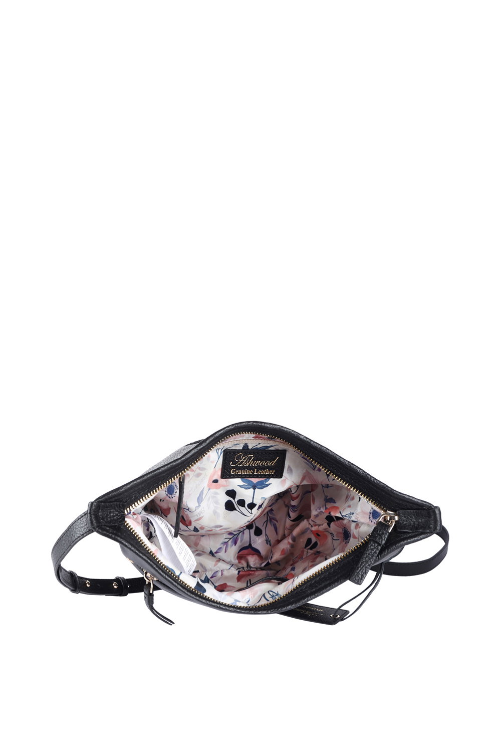 Black "Expression" Real Leather Shoulder Bag, Image 3 of 3