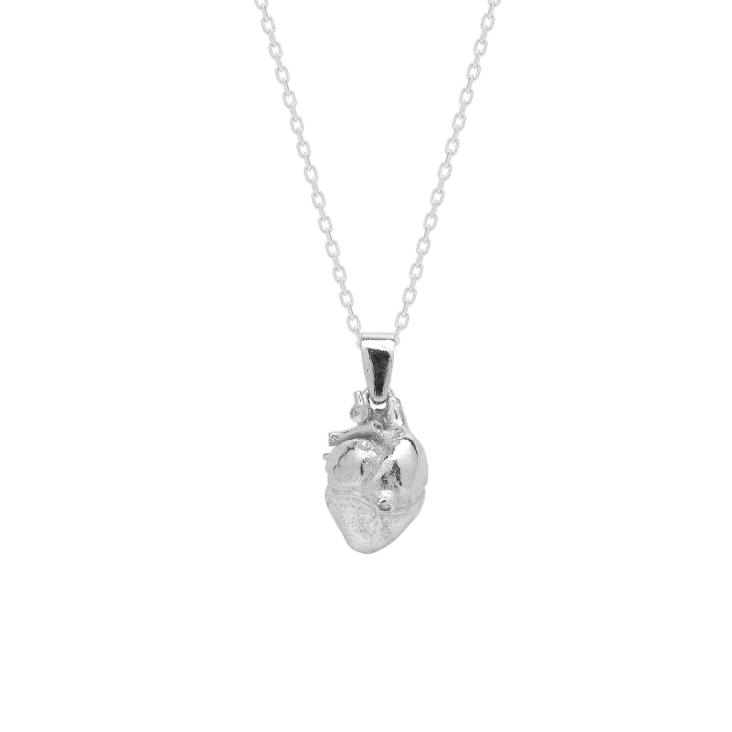 Silver Sterling Silver Anatomical Heart Necklace, Image 1 of 8