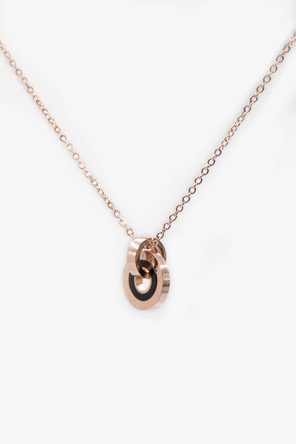 Rose Gold Stainless Steel Chunky Hoop Pendant Necklace, Image 4 of 4