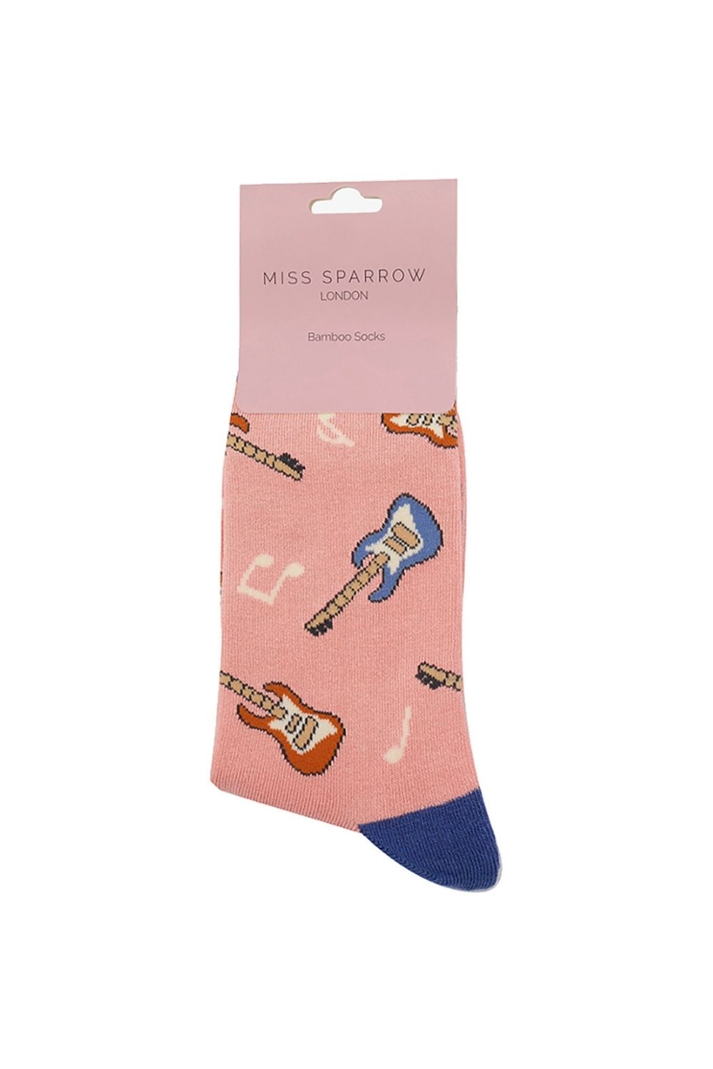 Pink 1 Pack Novelty Dusky Pink Guitar Bamboo Socks, Image 2 of 4