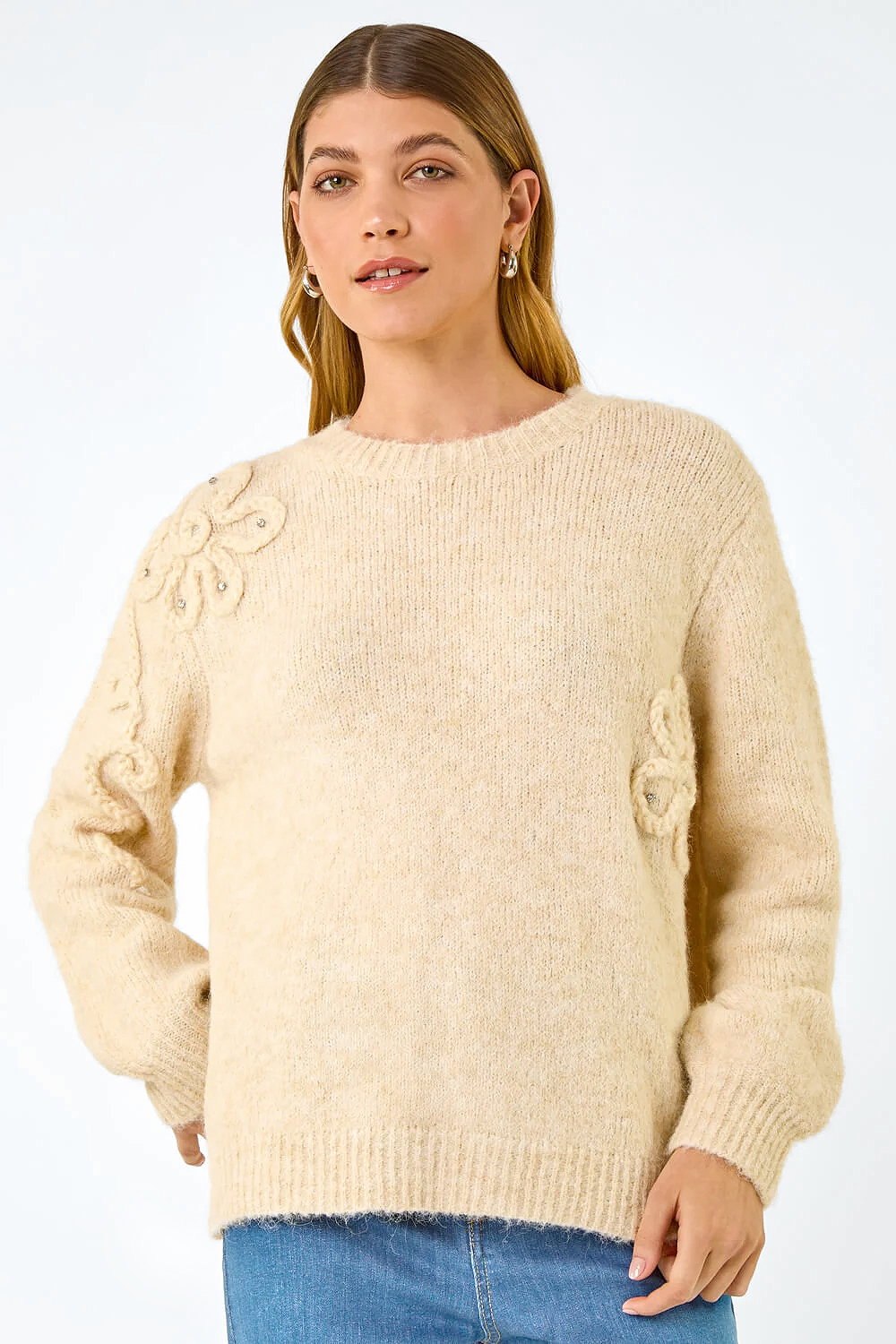 Ivory Floral Cornelli Knit Jumper, Image 6 of 6