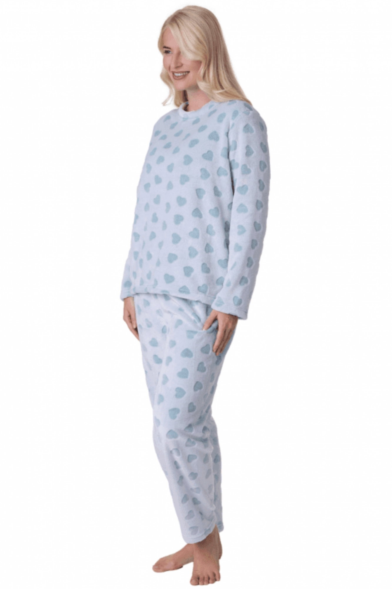 Aqua Camille Lingerie Aqua Supersoft Printed Full Length Pyjama Set, Image 4 of 5