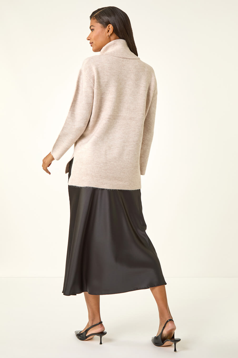 Natural Turtleneck Knit Jumper, Image 4 of 7