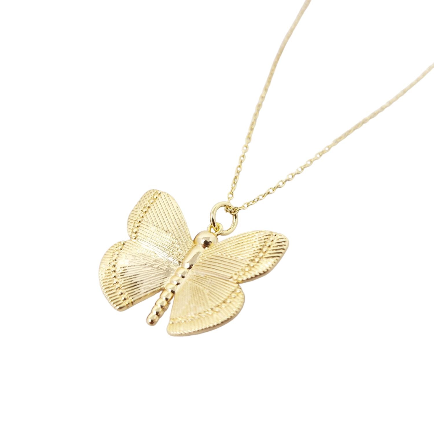 Metallic 18Ct Gold Plated Dainty Butterfly Charm Necklace
