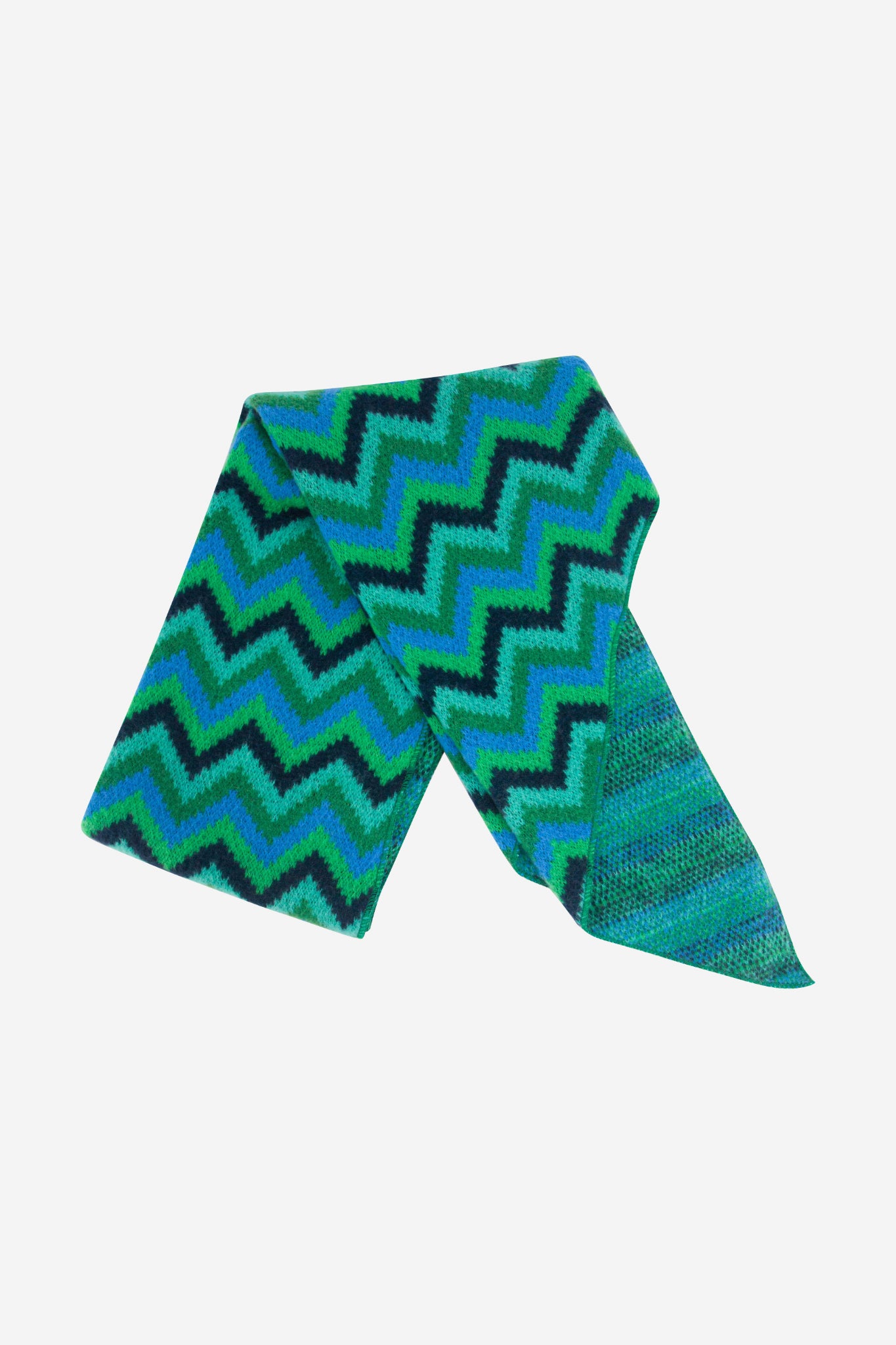 Green Zig Zag Stripe Winter Scarf, Image 4 of 5