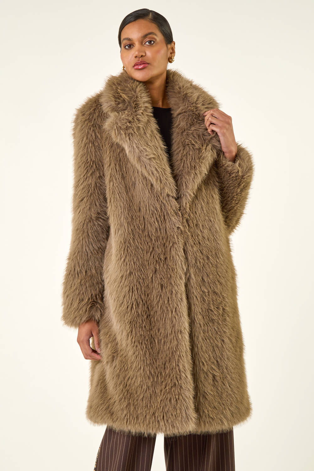 Brown Premium Faux Fur Coat, Image 4 of 6