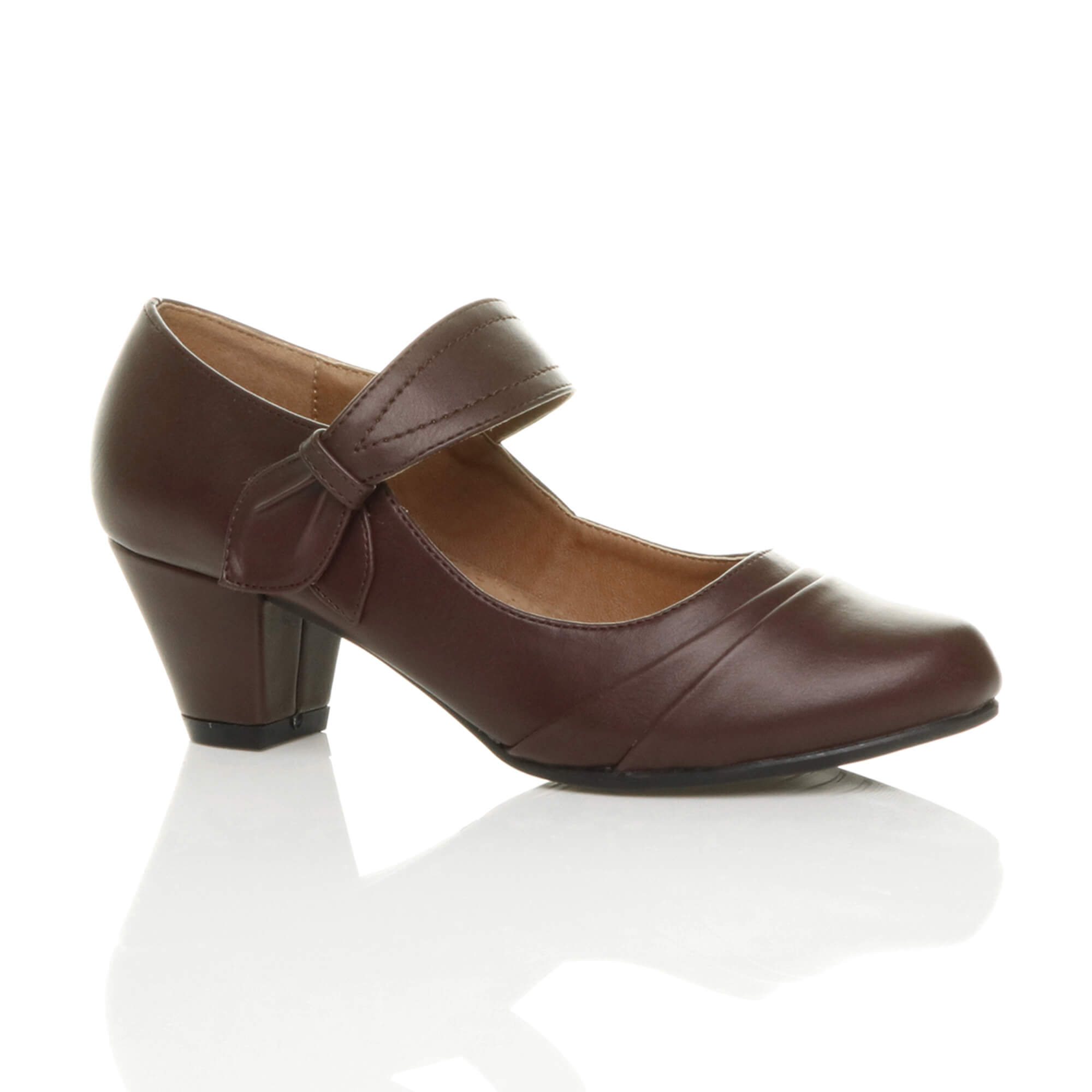 Black Mid Heel Comfort Mary Jane Court Shoes
