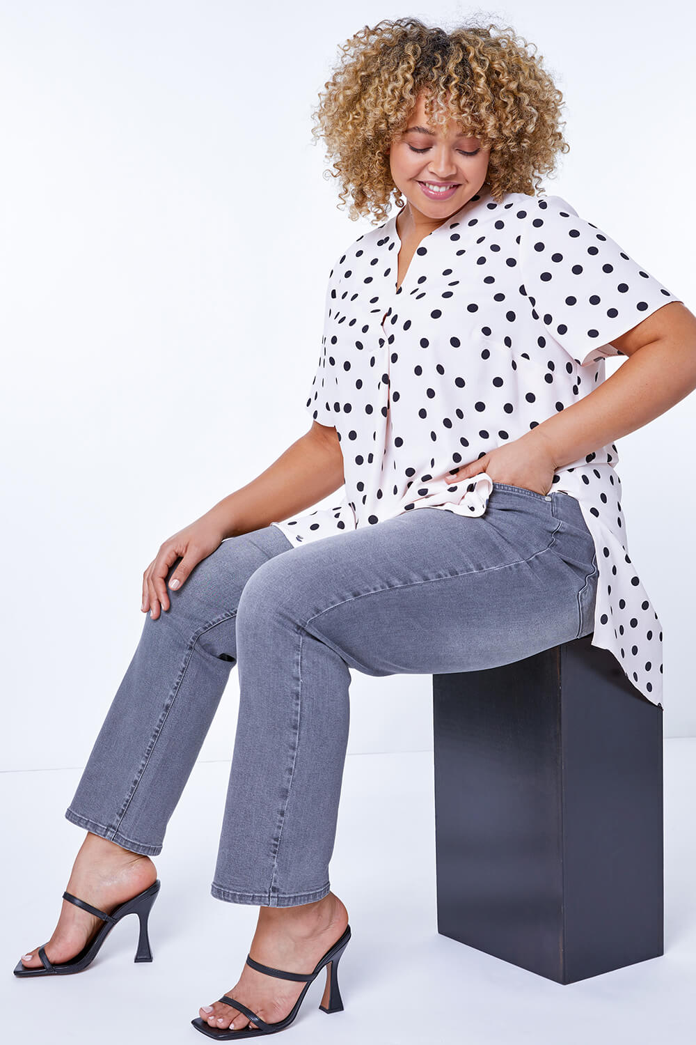Grey Curve High Waisted Mom Jeans, Image 3 of 4