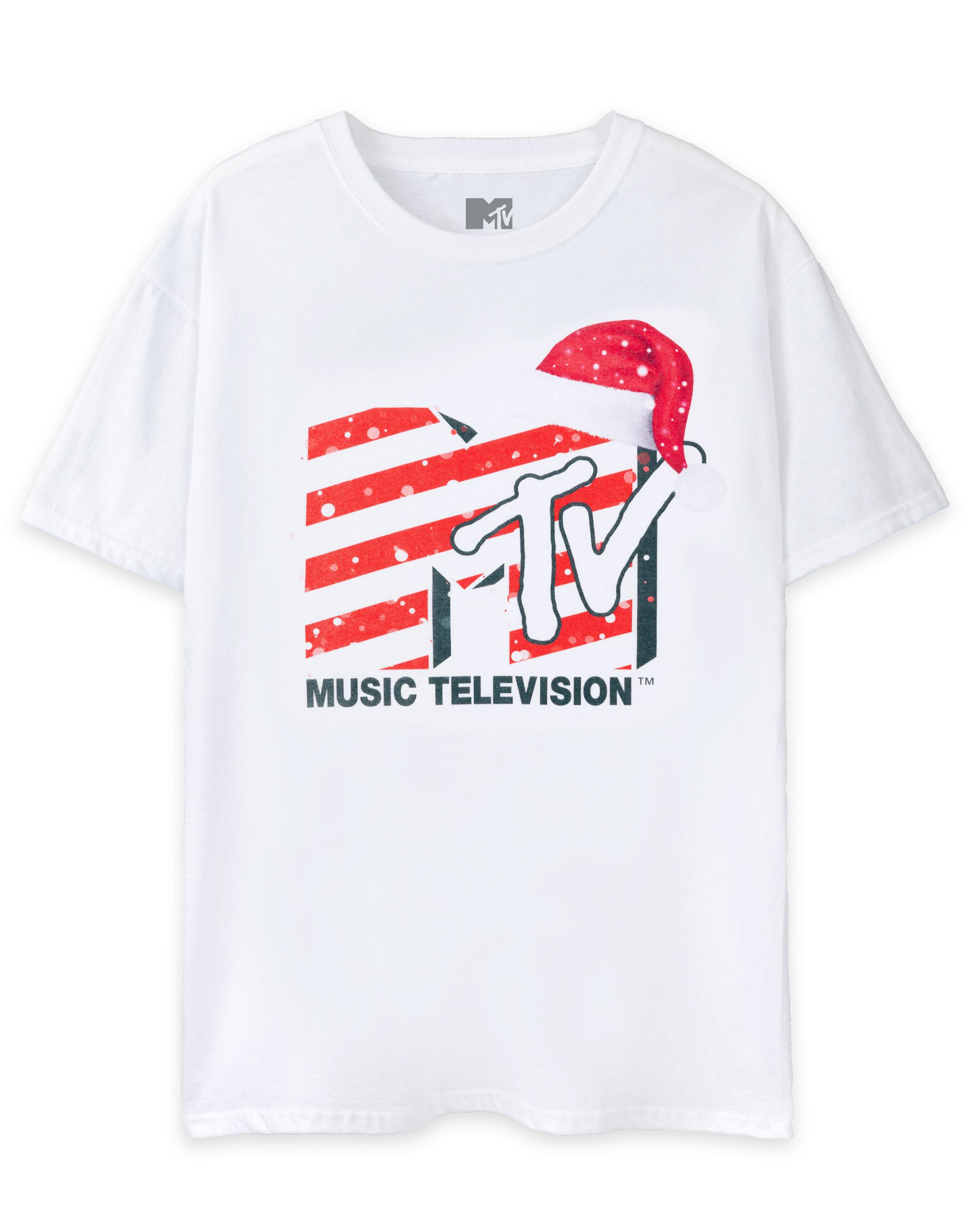 White MTV Santa Hat T-Shirt, Image 3 of 6