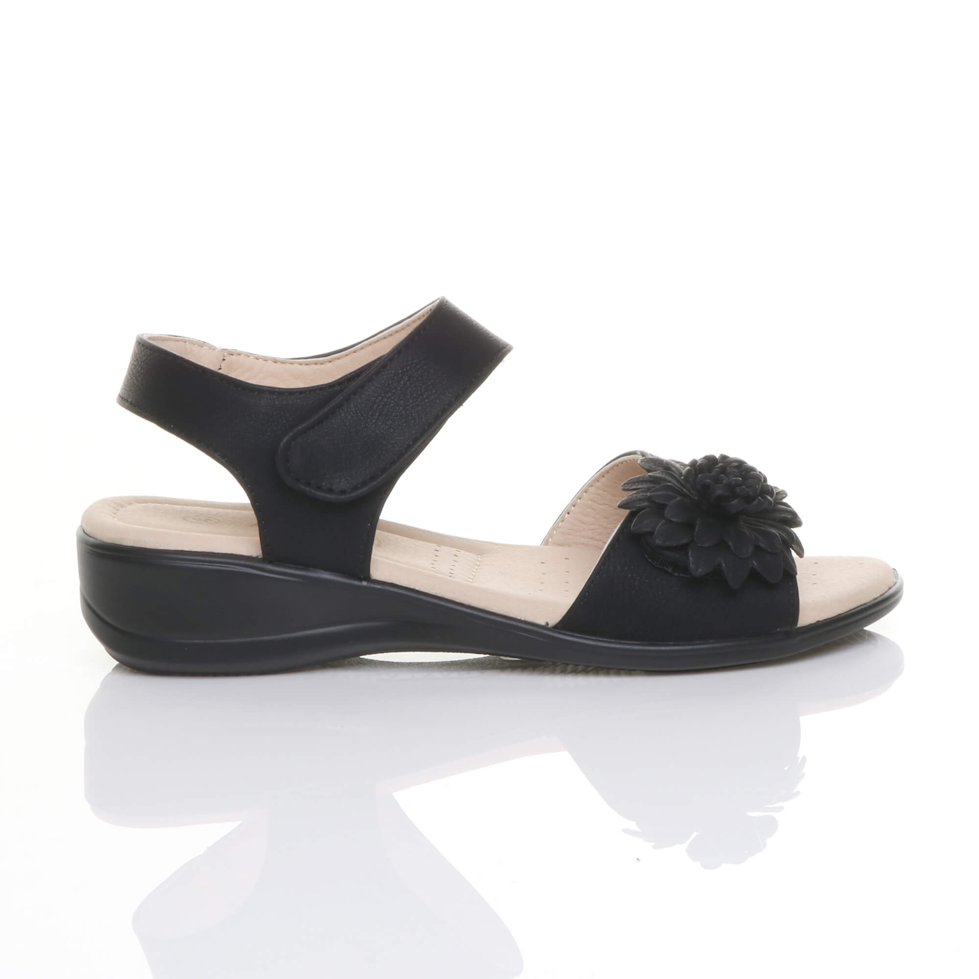 Black AJVANI Black Comfort Touch Close Sandals, Image 2 of 6