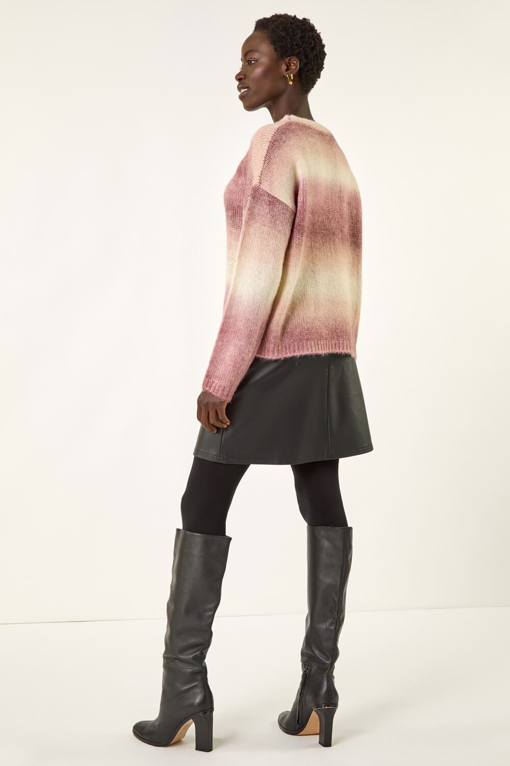 Mauve Space Dye Stripe Knit Jumper, Image 4 of 5