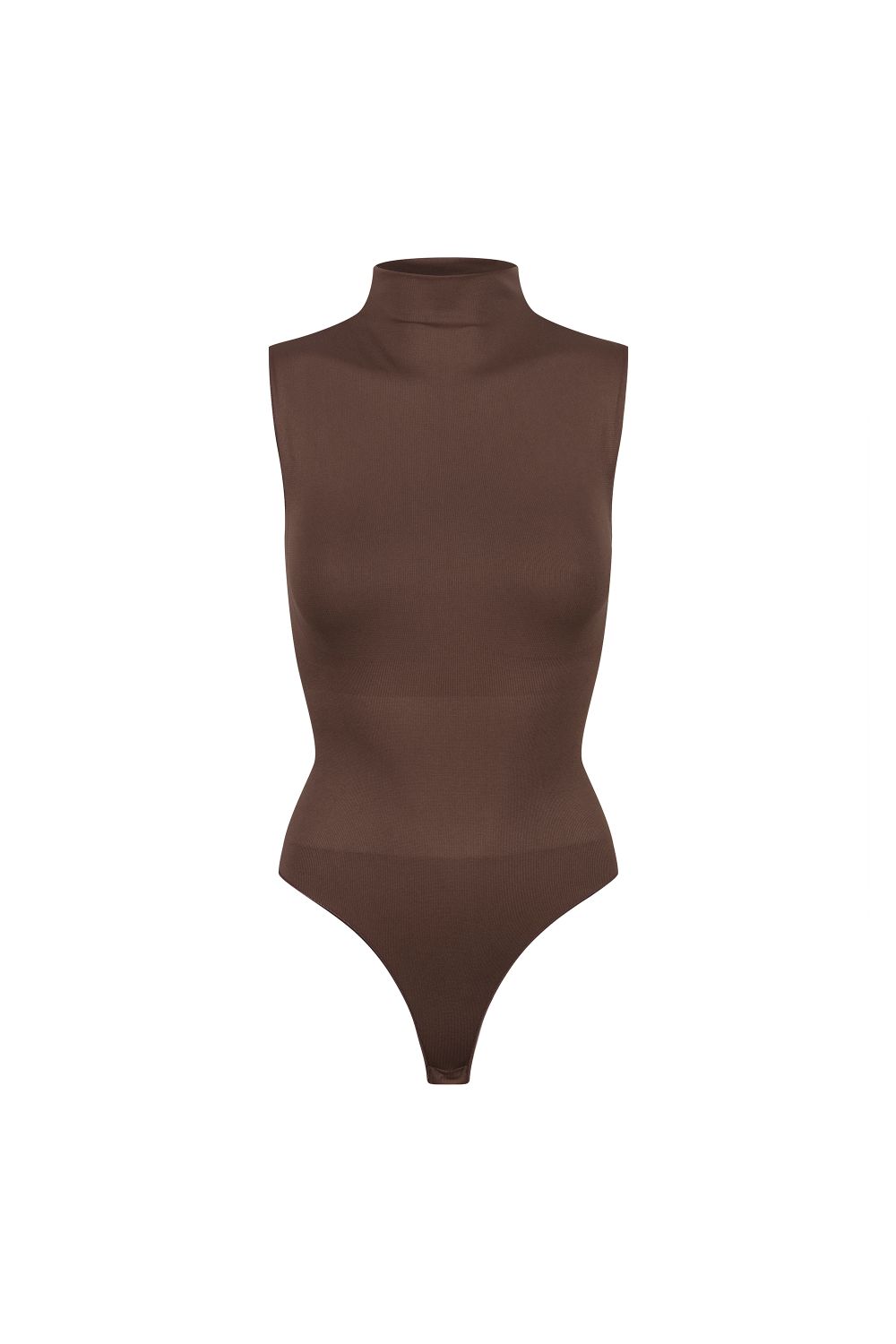 Brown Sleeveless Turtleneck Sculpting Bodysuit, Image 1 of 5