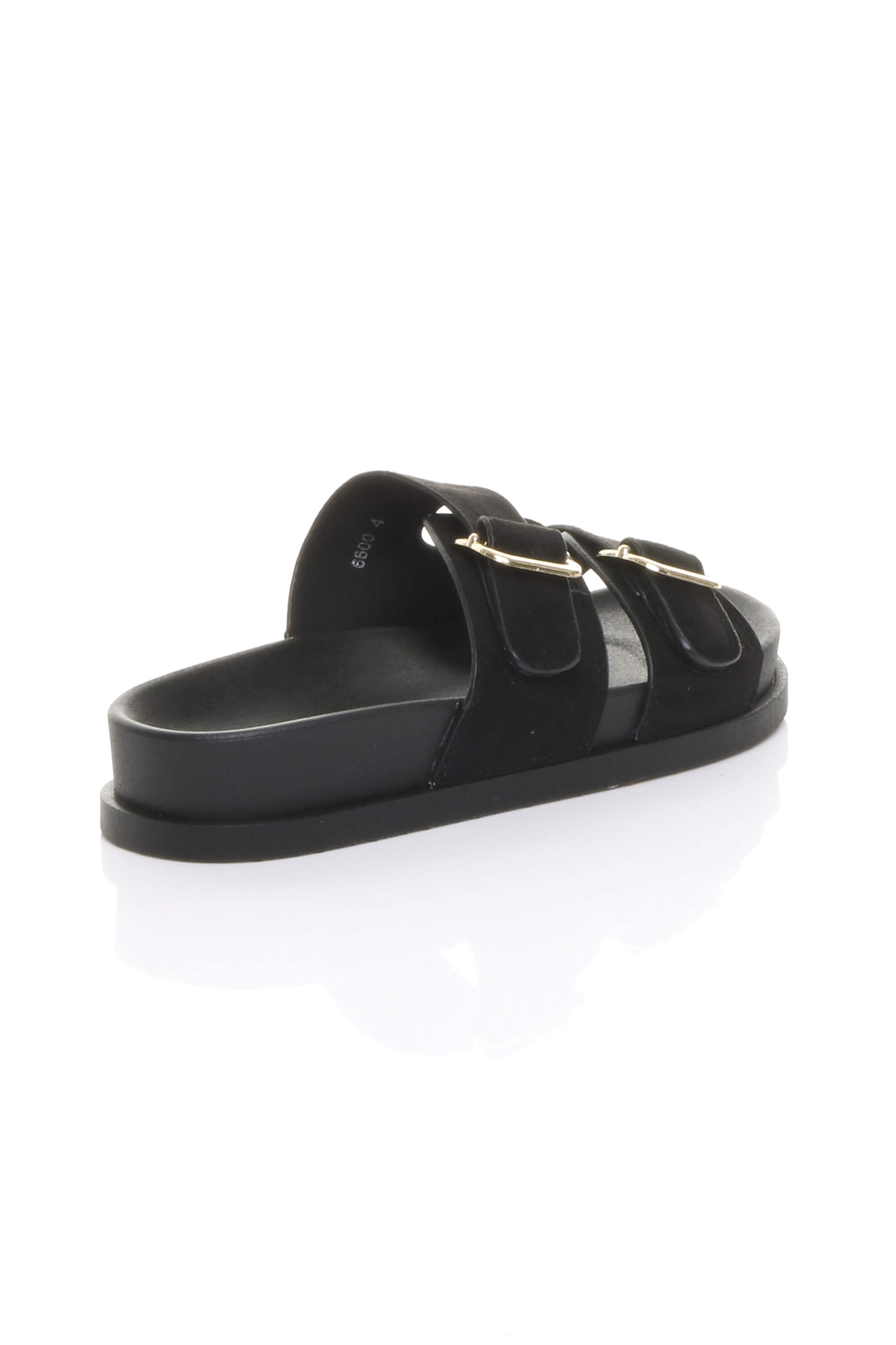 Black AJVANI Black Flatform Double Buckle Footbed Sandals, Image 4 of 4