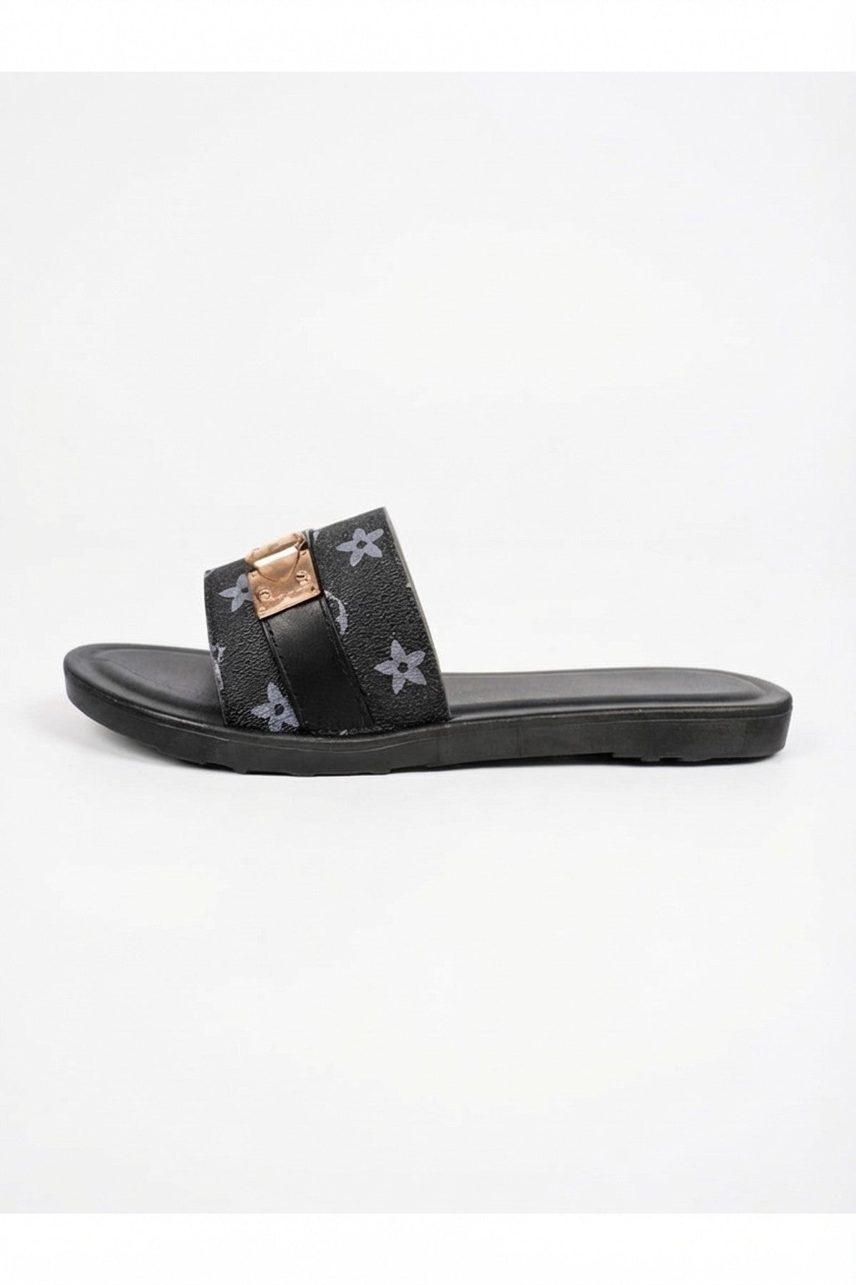 Black 3694 Black Amber Patterned Slider Sandals, Image 5 of 8