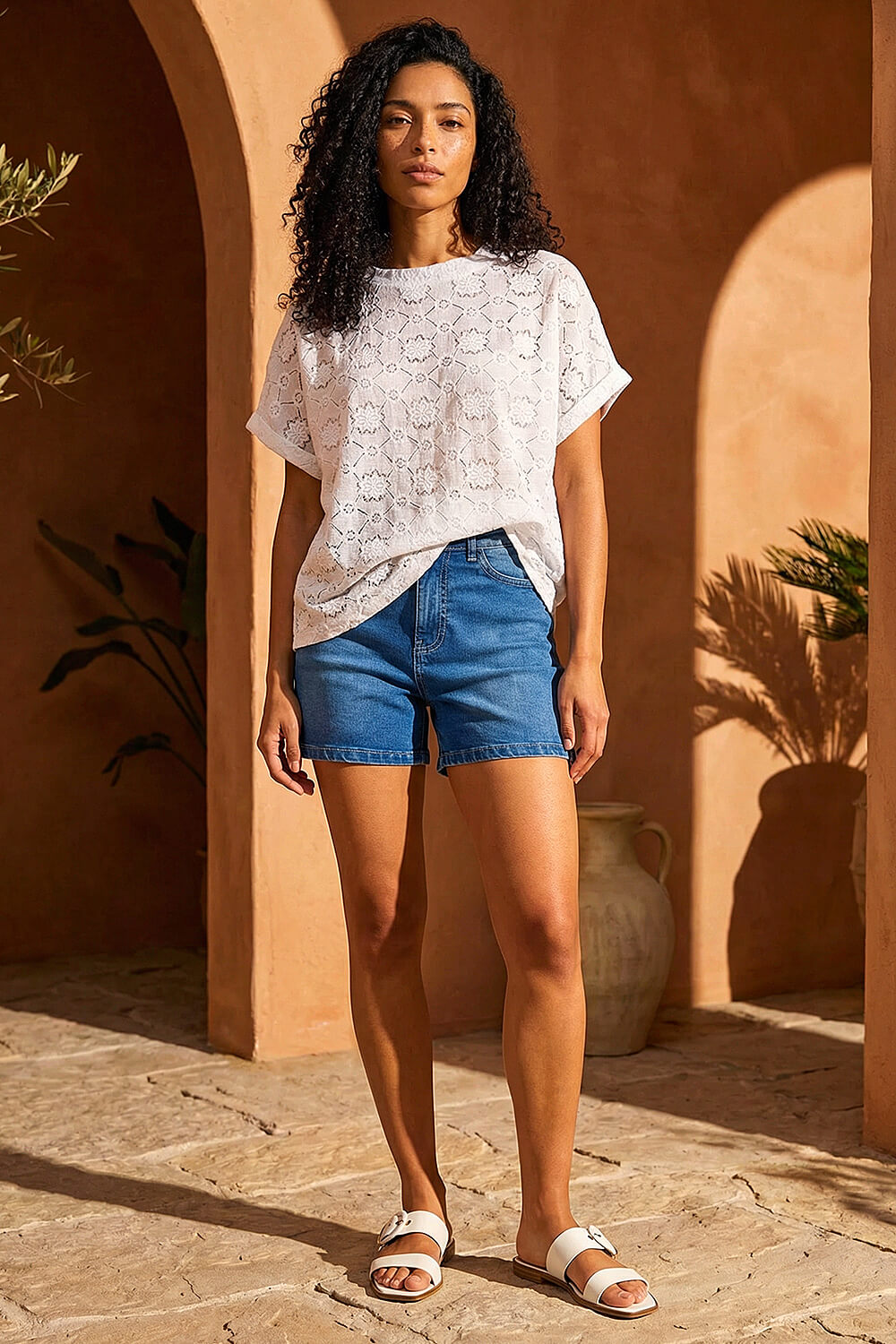Ivory Textured Boxy Tee, Image 3 of 4