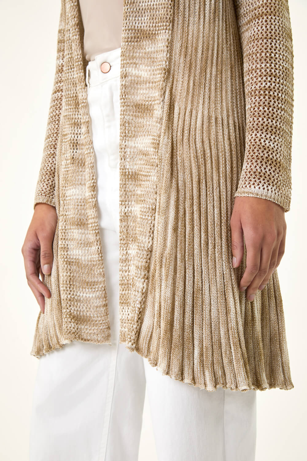 Natural Pointelle Longline Cardigan, Image 6 of 5